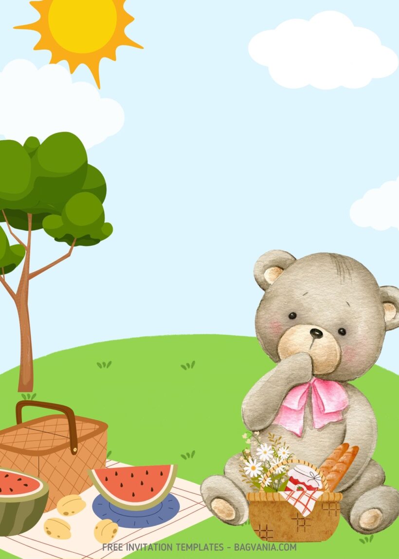 FREE Teddy Bear Picnic Birthday Invitation Templates