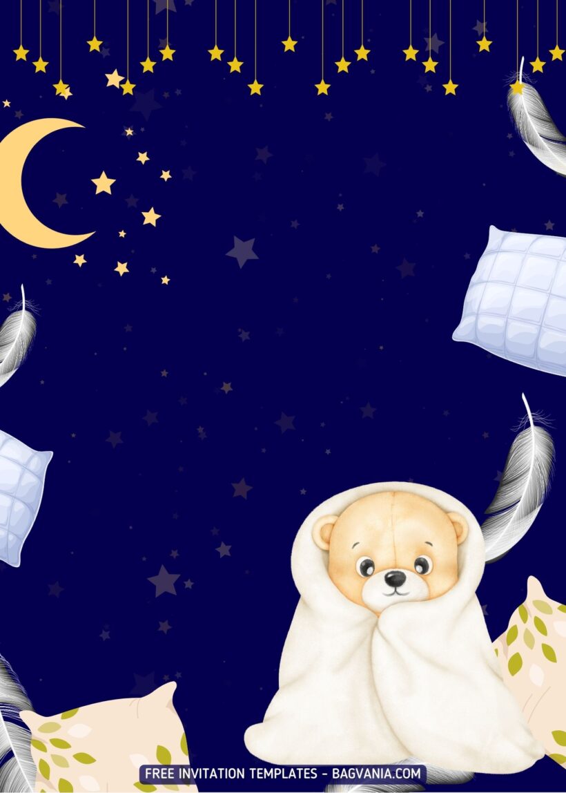 FREE Teddy Bear Sleepover Birthday Invitation Templates