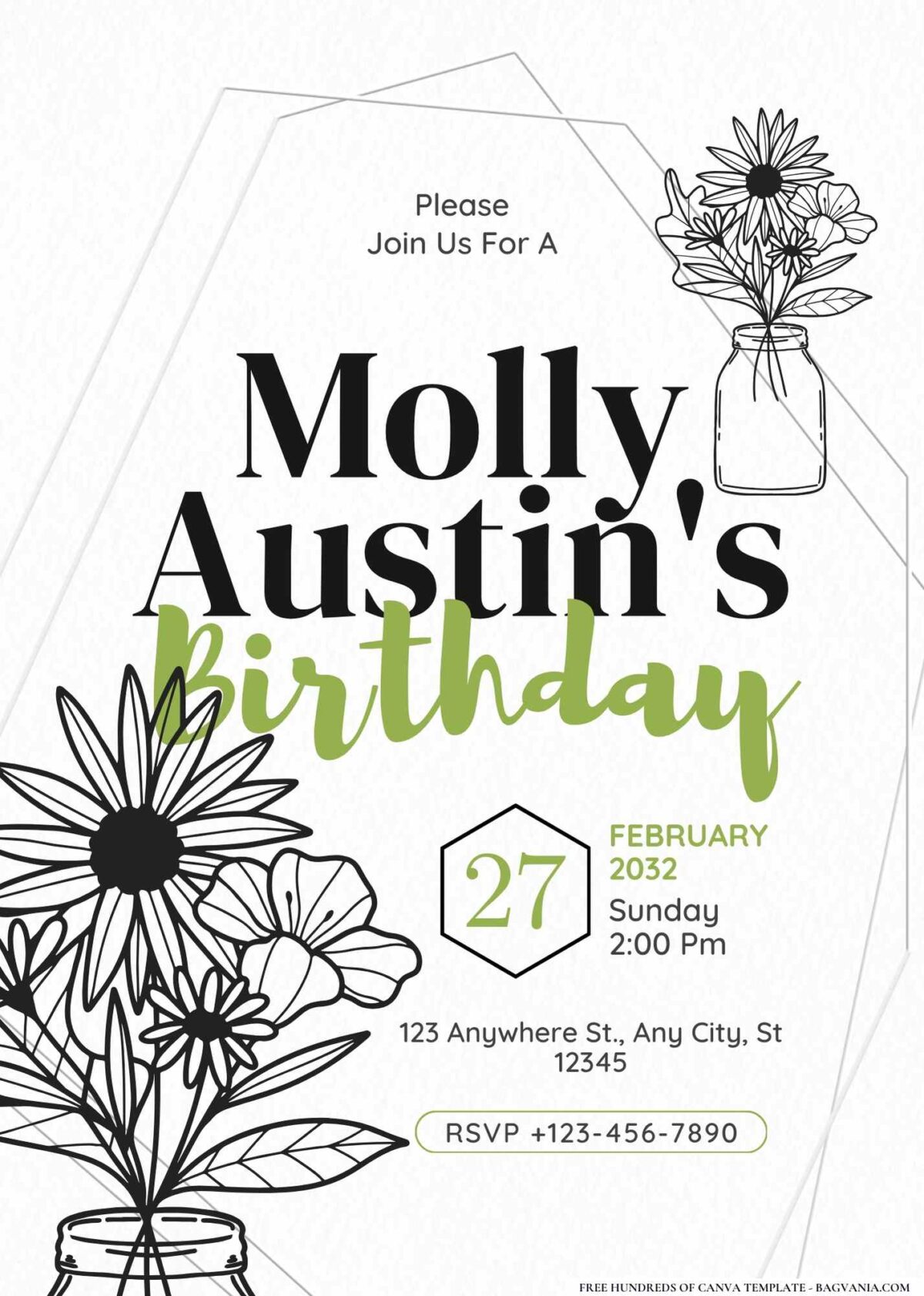 FREE Editable Wildflower Bouquet Birthday Invitation