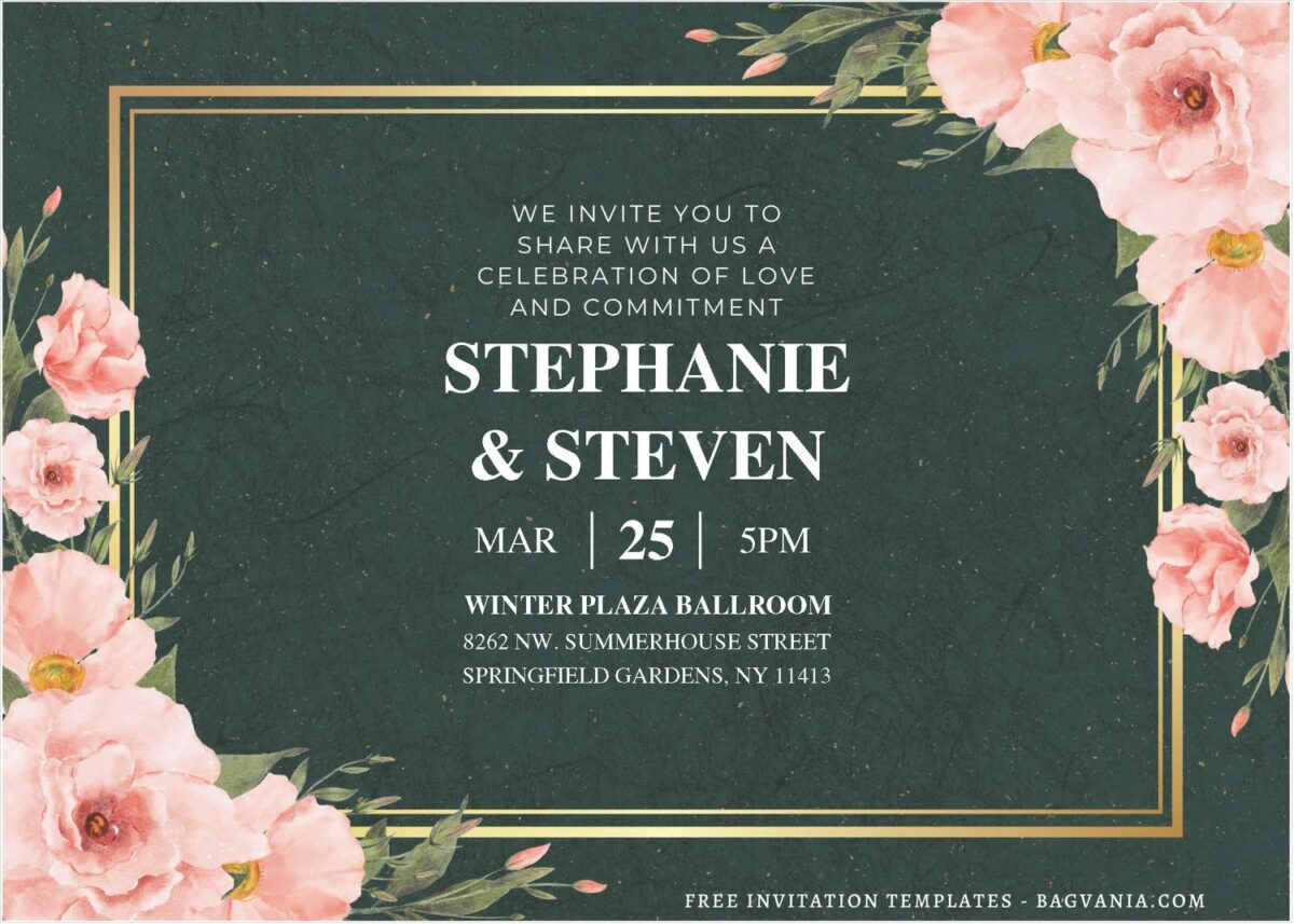 Floral Rose and peony wedding invitation