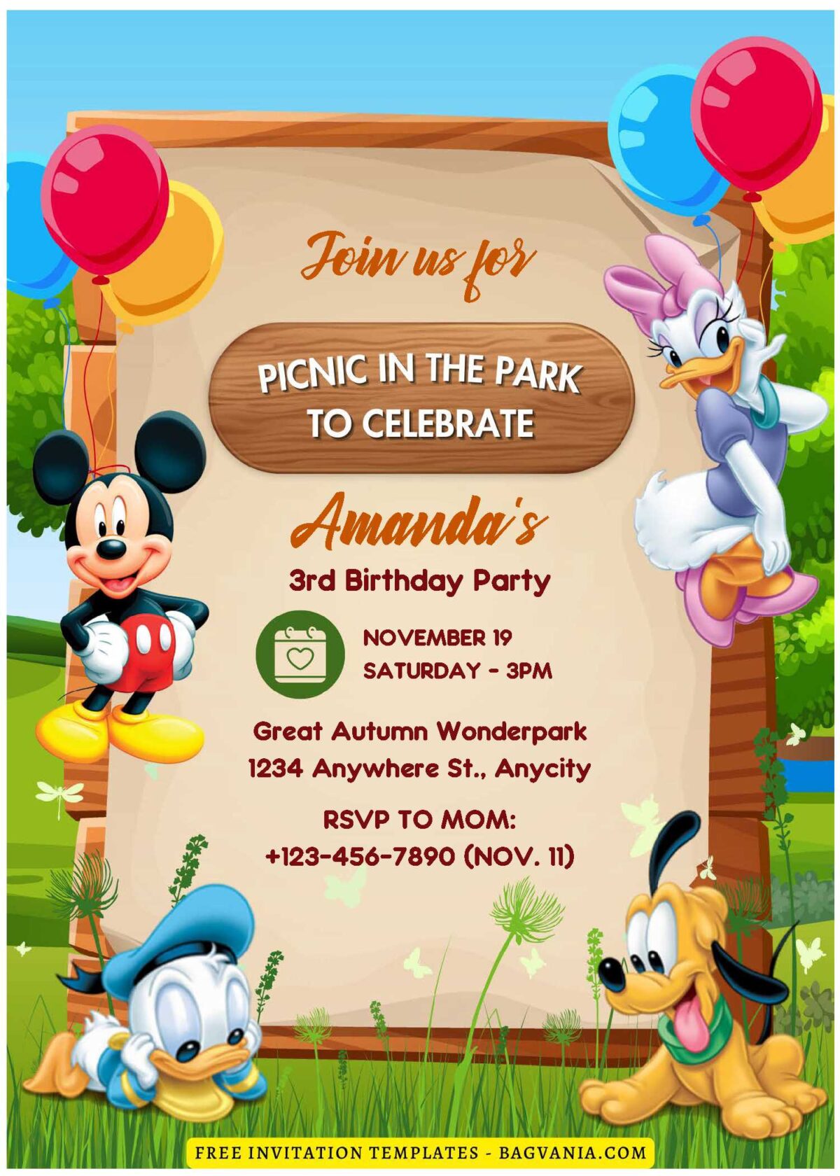 (Free Editable PDF) Childhood Joy Mickey Mouse Birthday Invitation Templates E