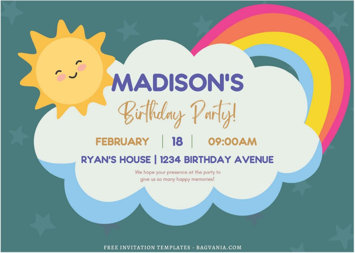 (Free Editable PDF) Fun-Filled Rainbow Birthday Invitation Templates J