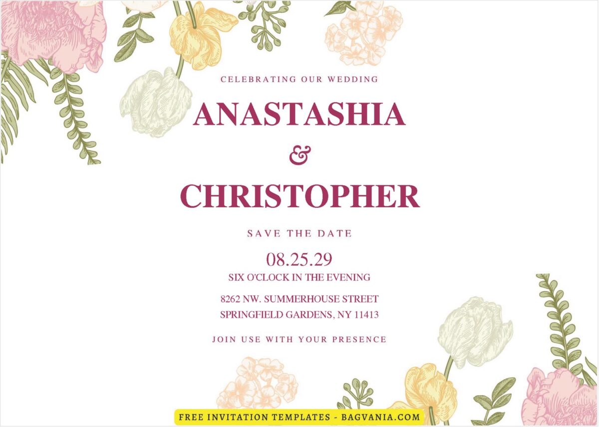 (Free Editable PDF) Blooming Romantic Sakura Wedding Invitation Templates J