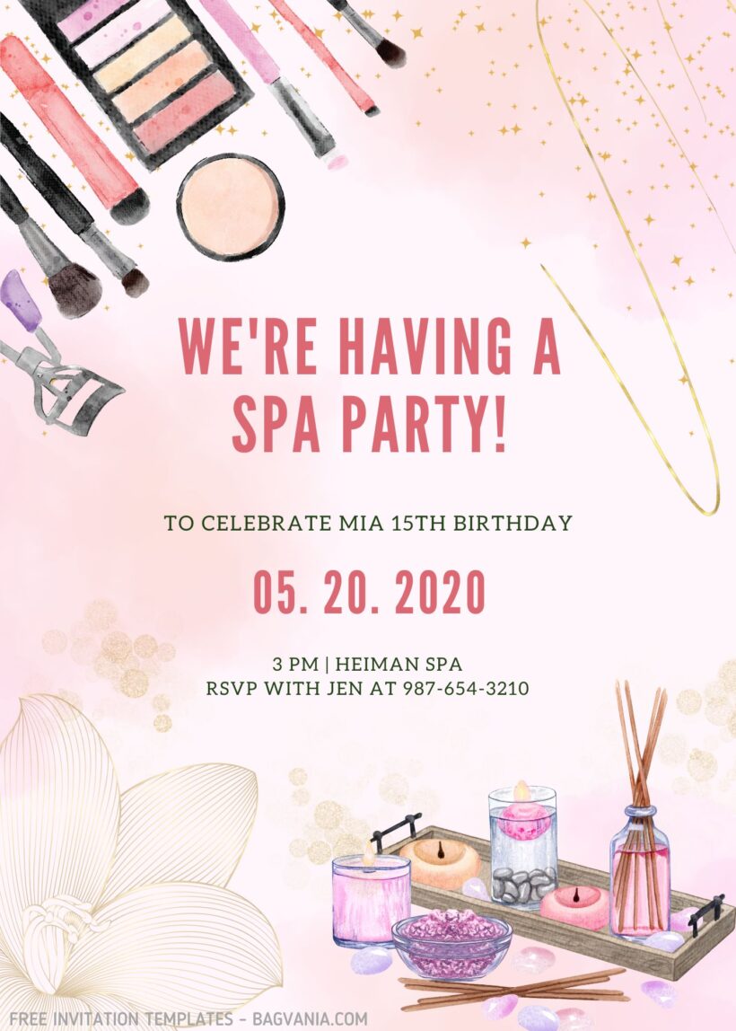 Spa Party Birthday Invitation Templates
