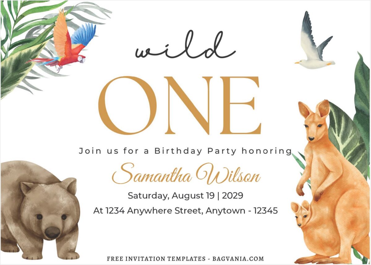 (Free Editable PDF) Watercolor Jungle Animals Birthday Invitation Templates E
