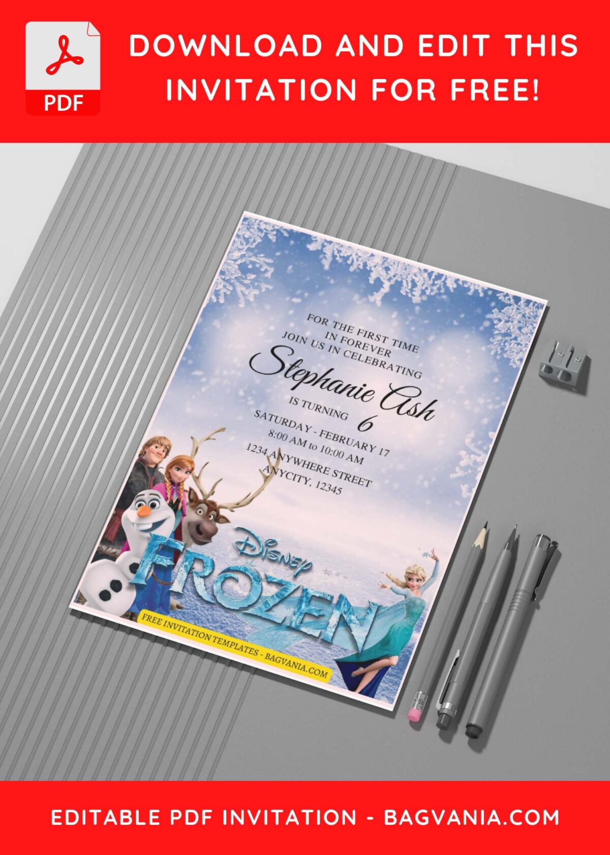 (Free Editable PDF) Charming Elsa & Anna Frozen Birthday Invitation Templates G