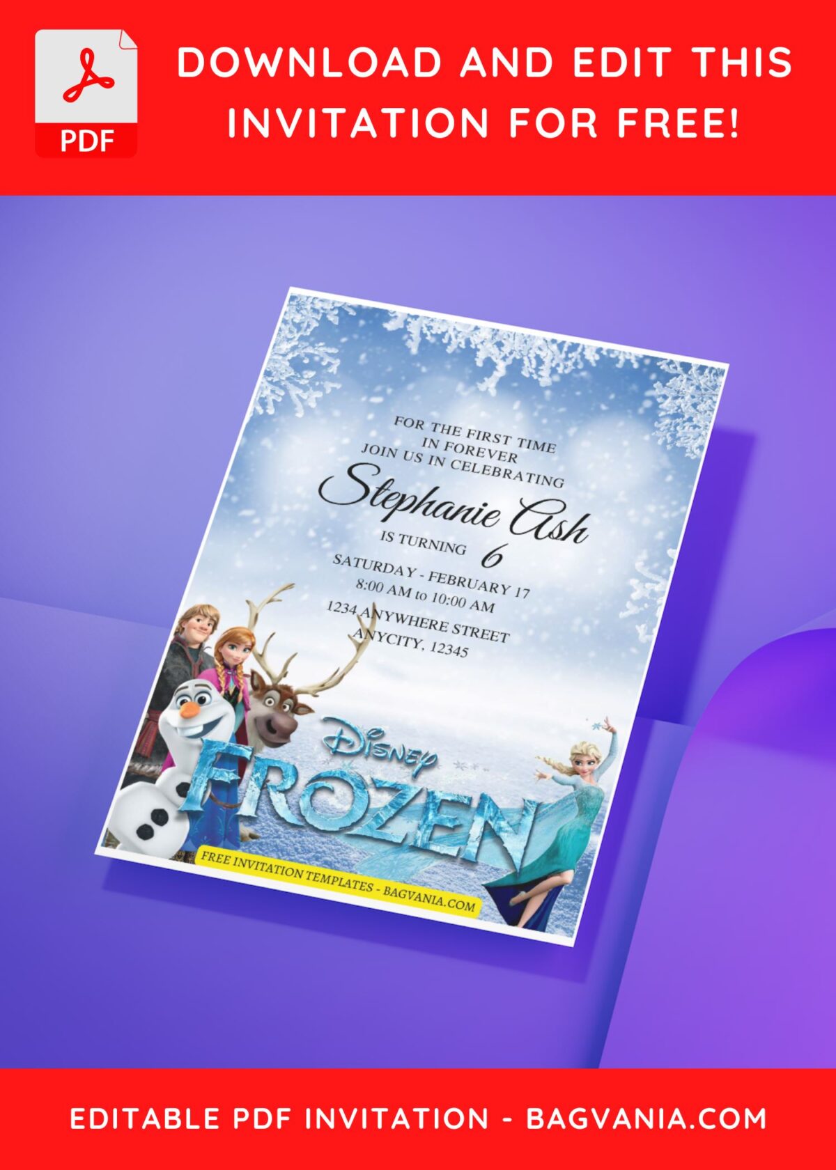 (Free Editable PDF) Charming Elsa & Anna Frozen Birthday Invitation Templates H
