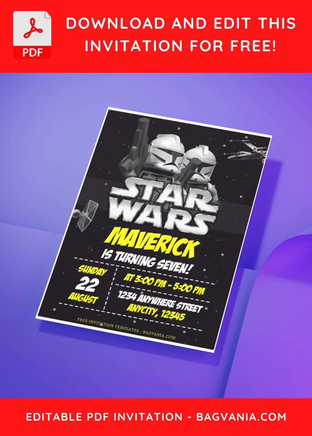 (Free Editable PDF) Star Wars Mandalorian Birthday Invitation Templates H