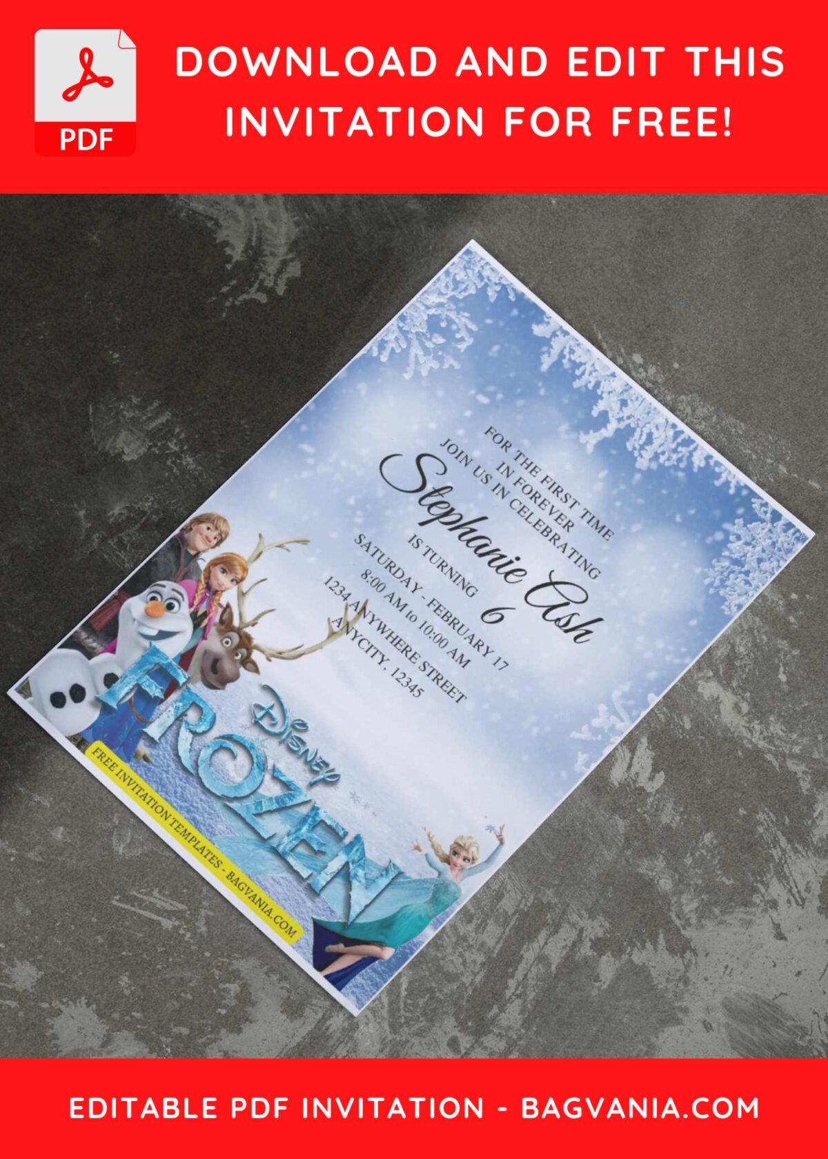 (Free Editable PDF) Charming Elsa & Anna Frozen Birthday Invitation Templates I