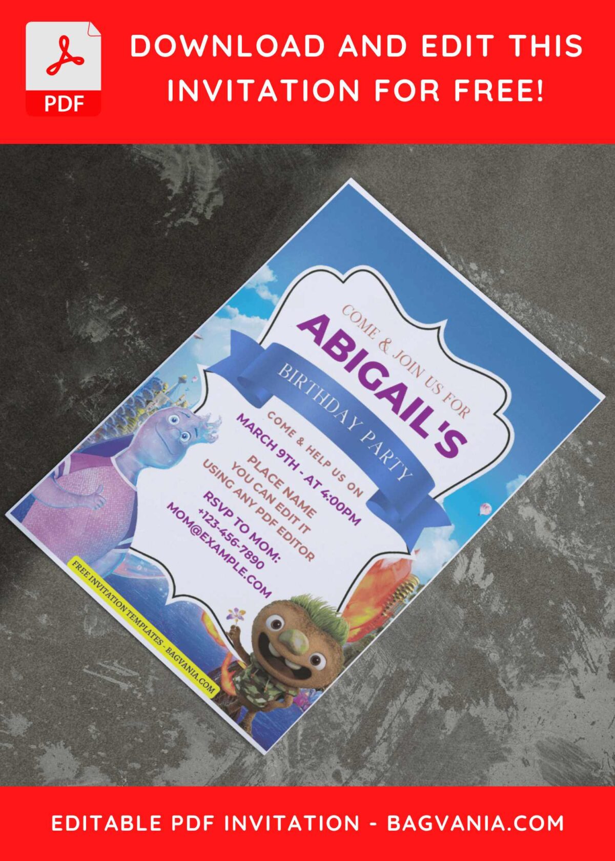 (Free Editable PDF) Colorful Disney Elemental Birthday Invitation Templates I