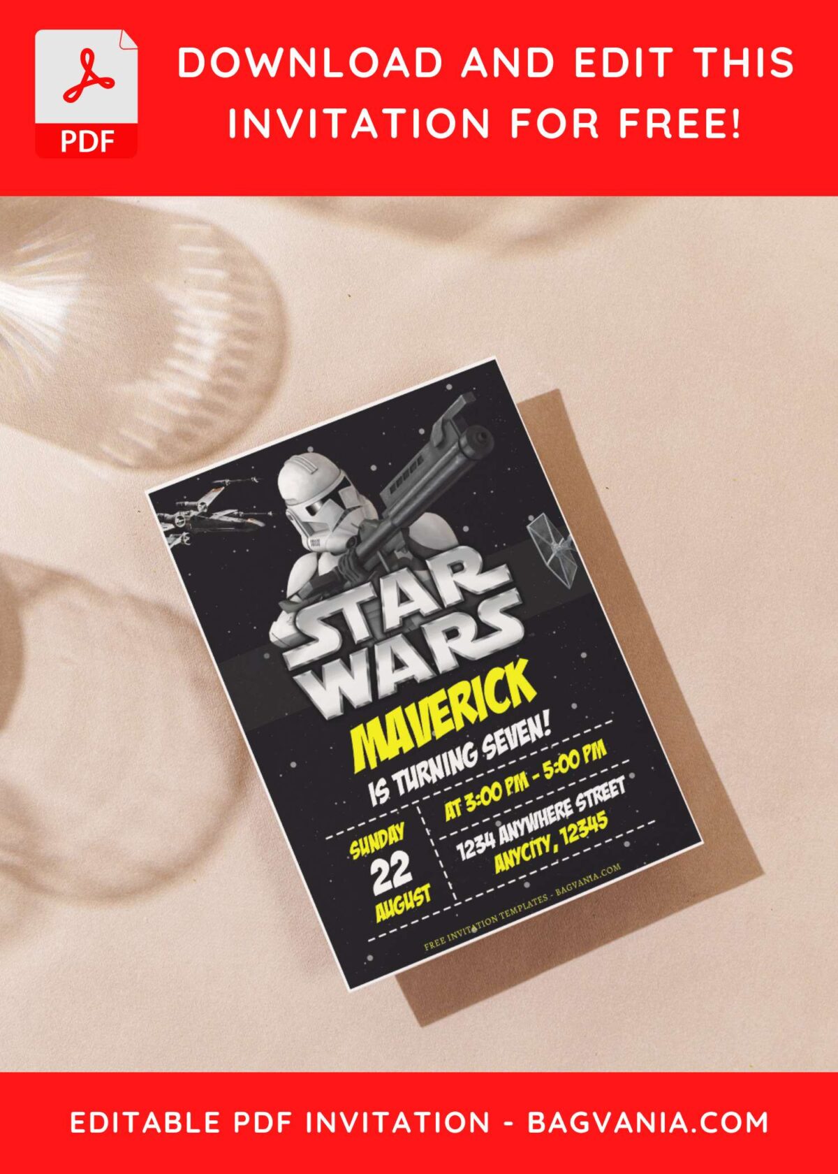 (Free Editable PDF) Star Wars Mandalorian Birthday Invitation Templates J