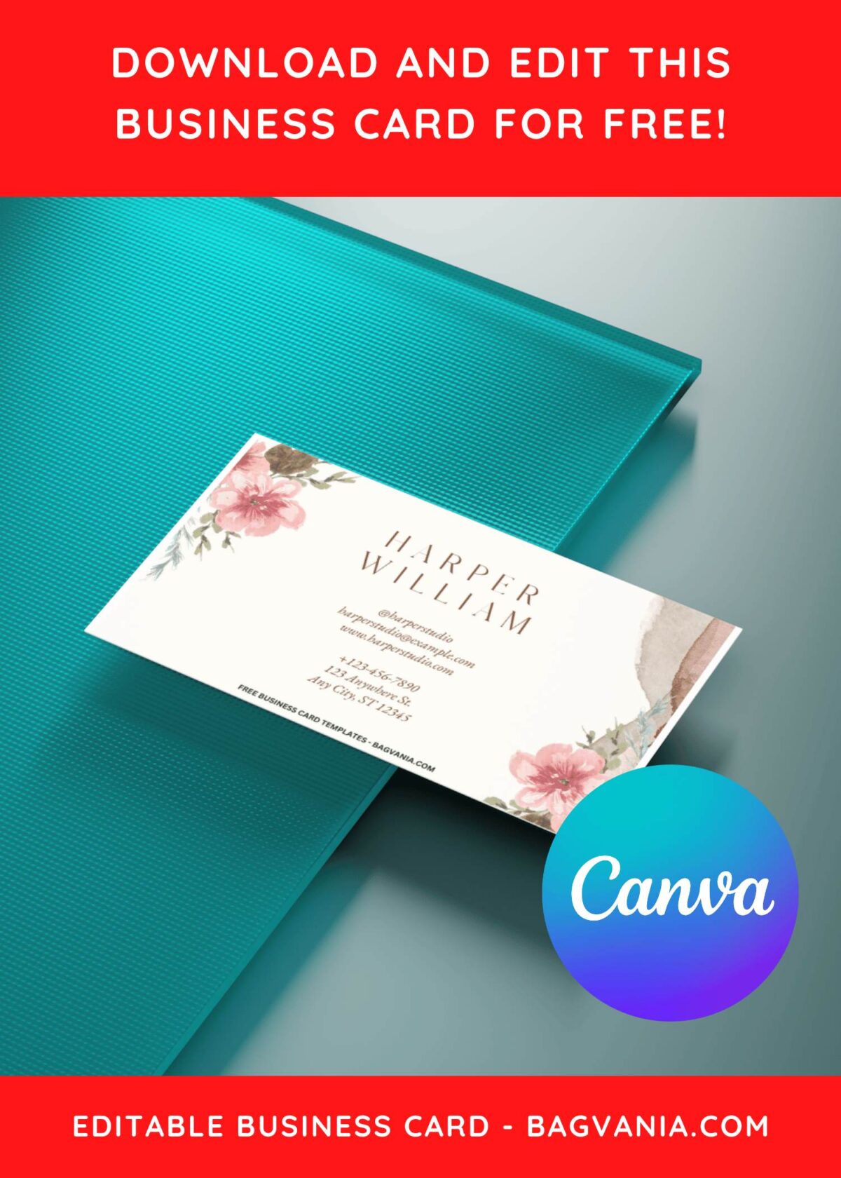 10+ Simple Floral Canva Business Card Templates G