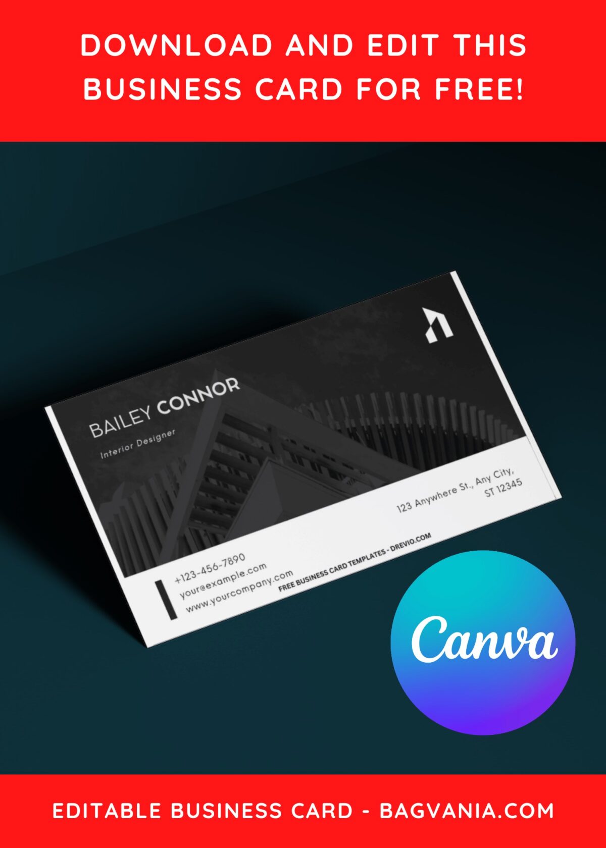 10+ Monochrome Architecture Canva Business Card Templates C