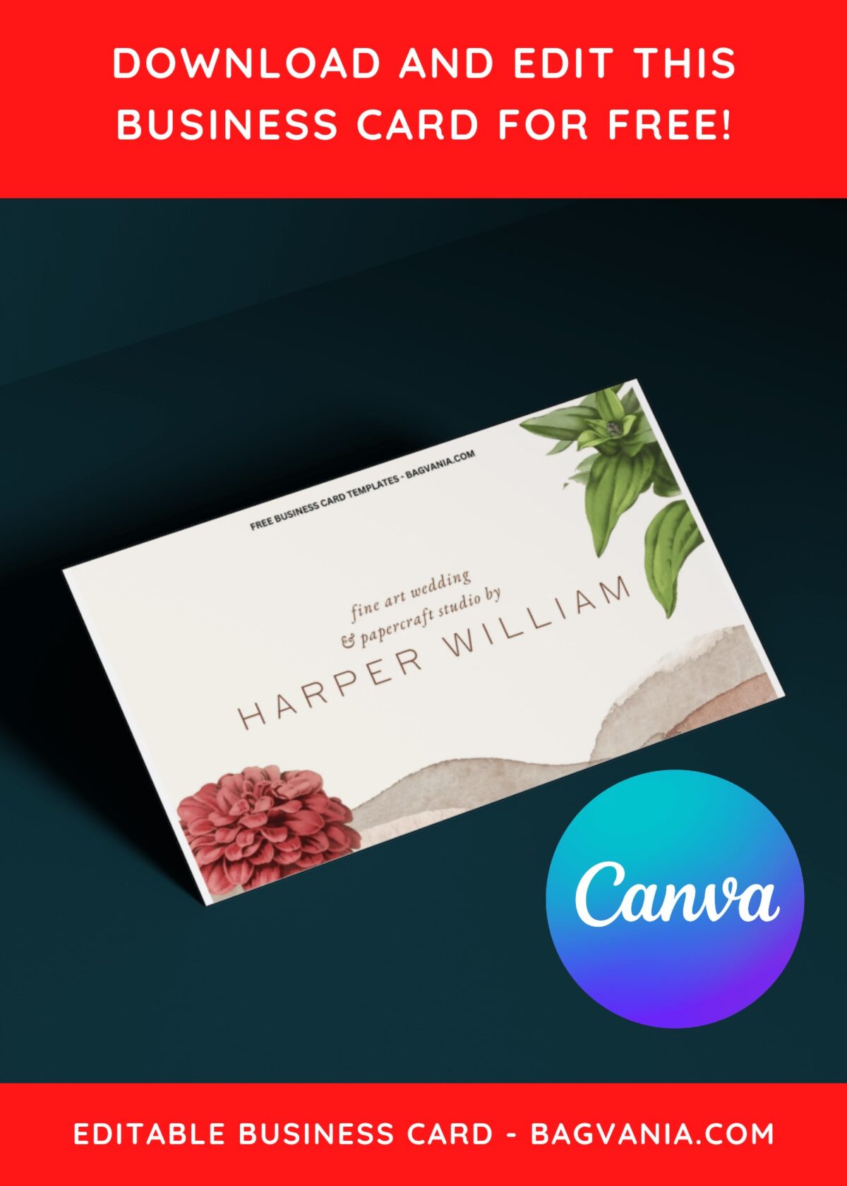 10+ Simple Floral Canva Business Card Templates H