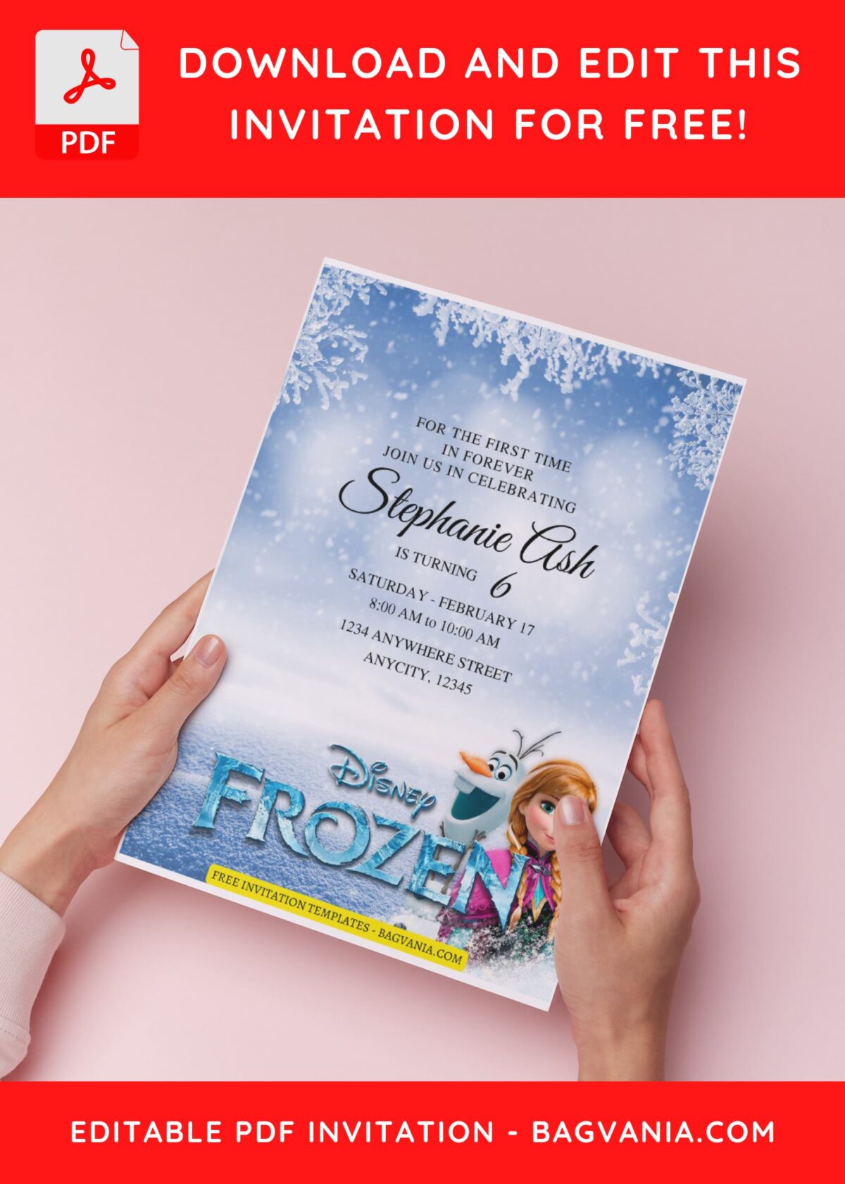 (Free Editable PDF) Charming Elsa & Anna Frozen Birthday Invitation Templates B
