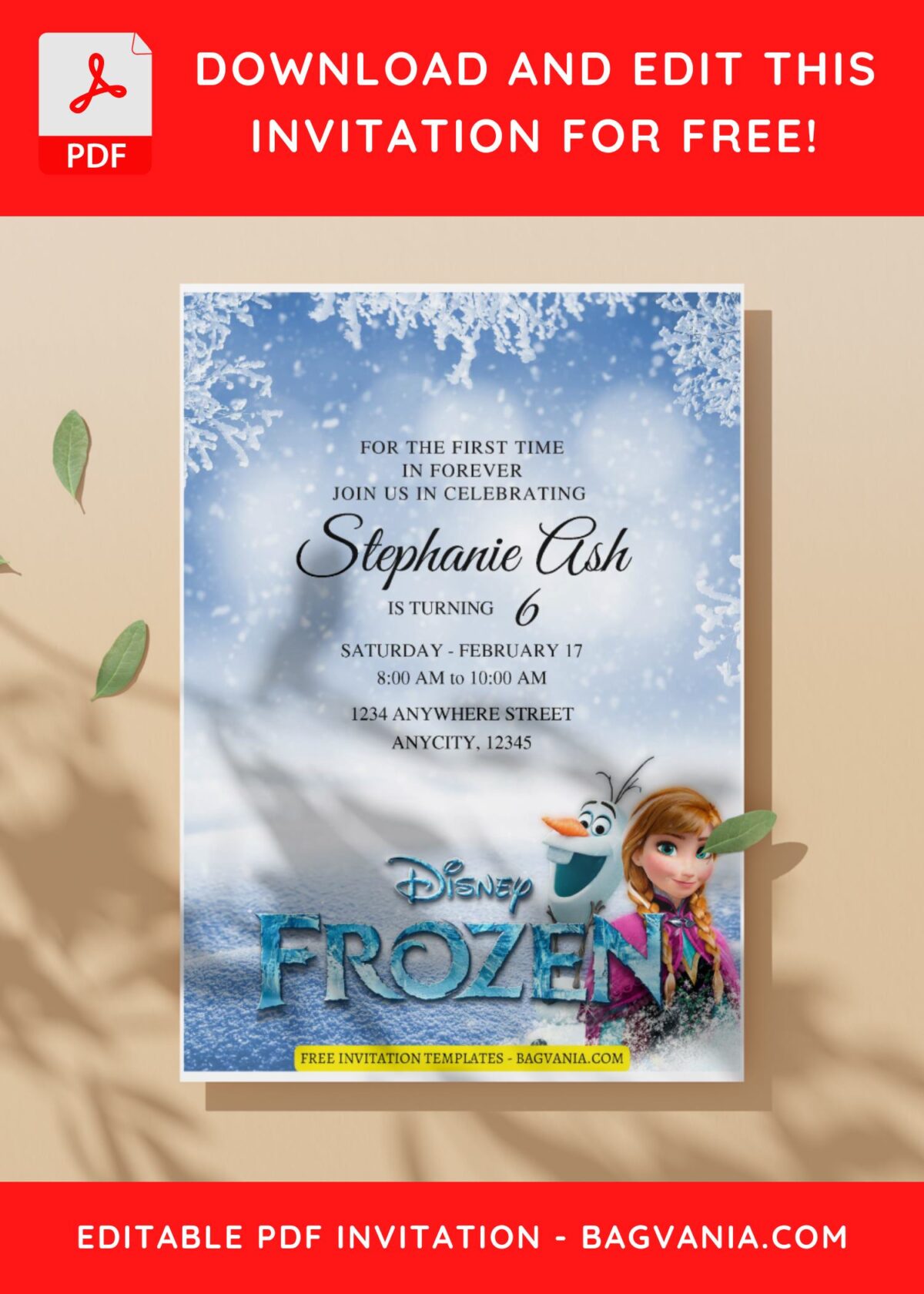 (Free Editable PDF) Charming Elsa & Anna Frozen Birthday Invitation Templates C