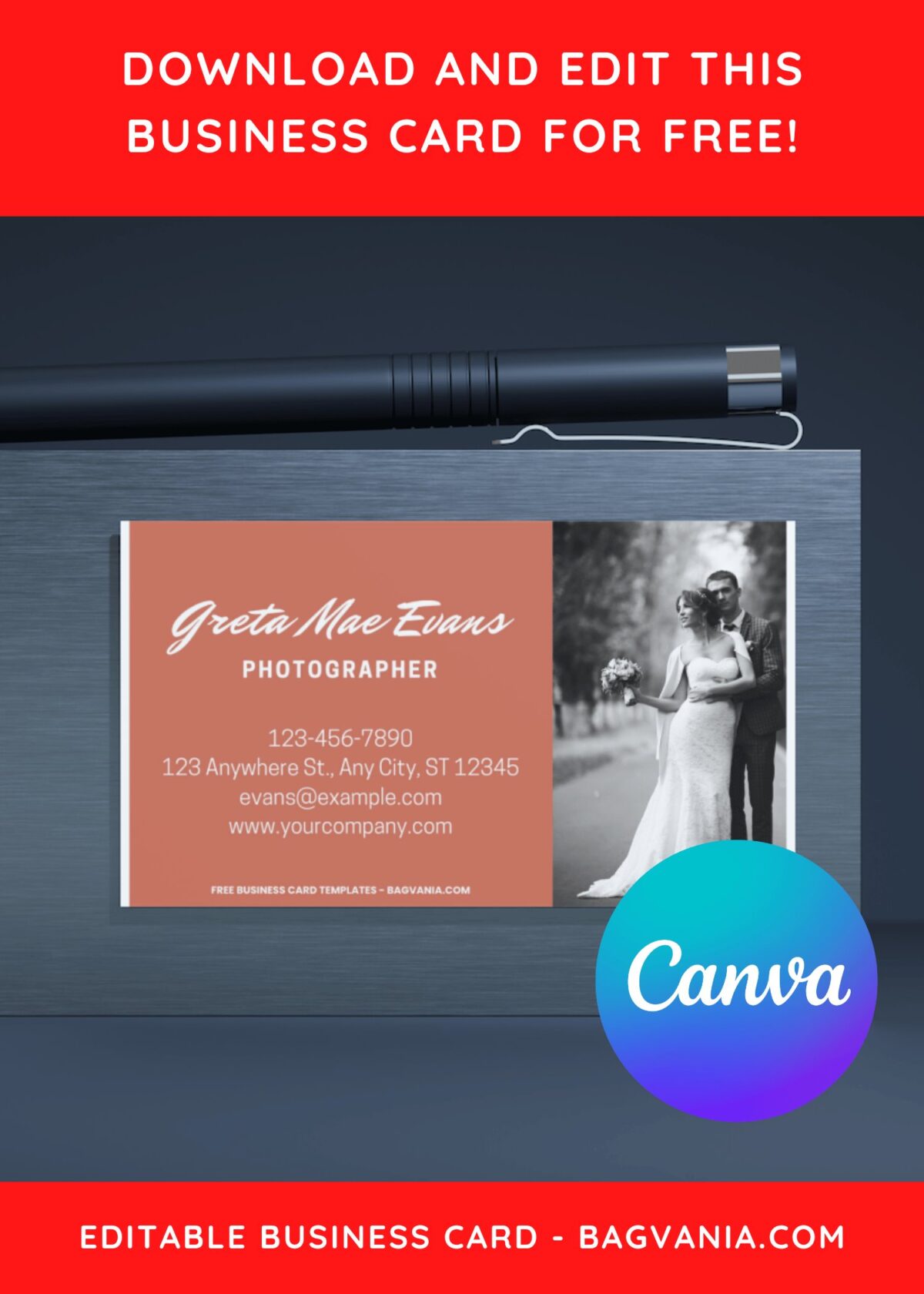 10+ Monochrome Photography Canva Business Card Templates H