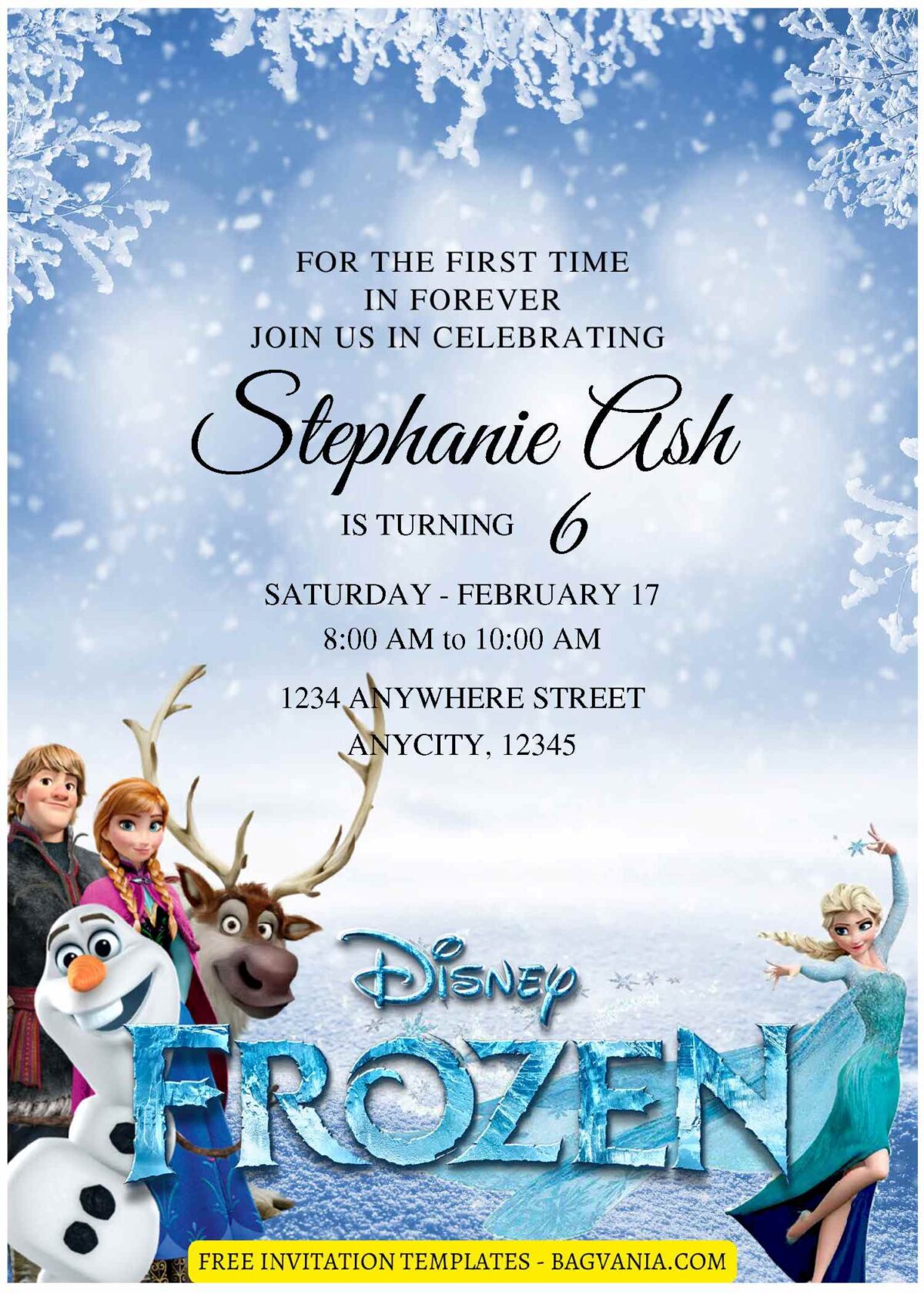 (Free Editable PDF) Charming Elsa & Anna Frozen Birthday Invitation Templates D