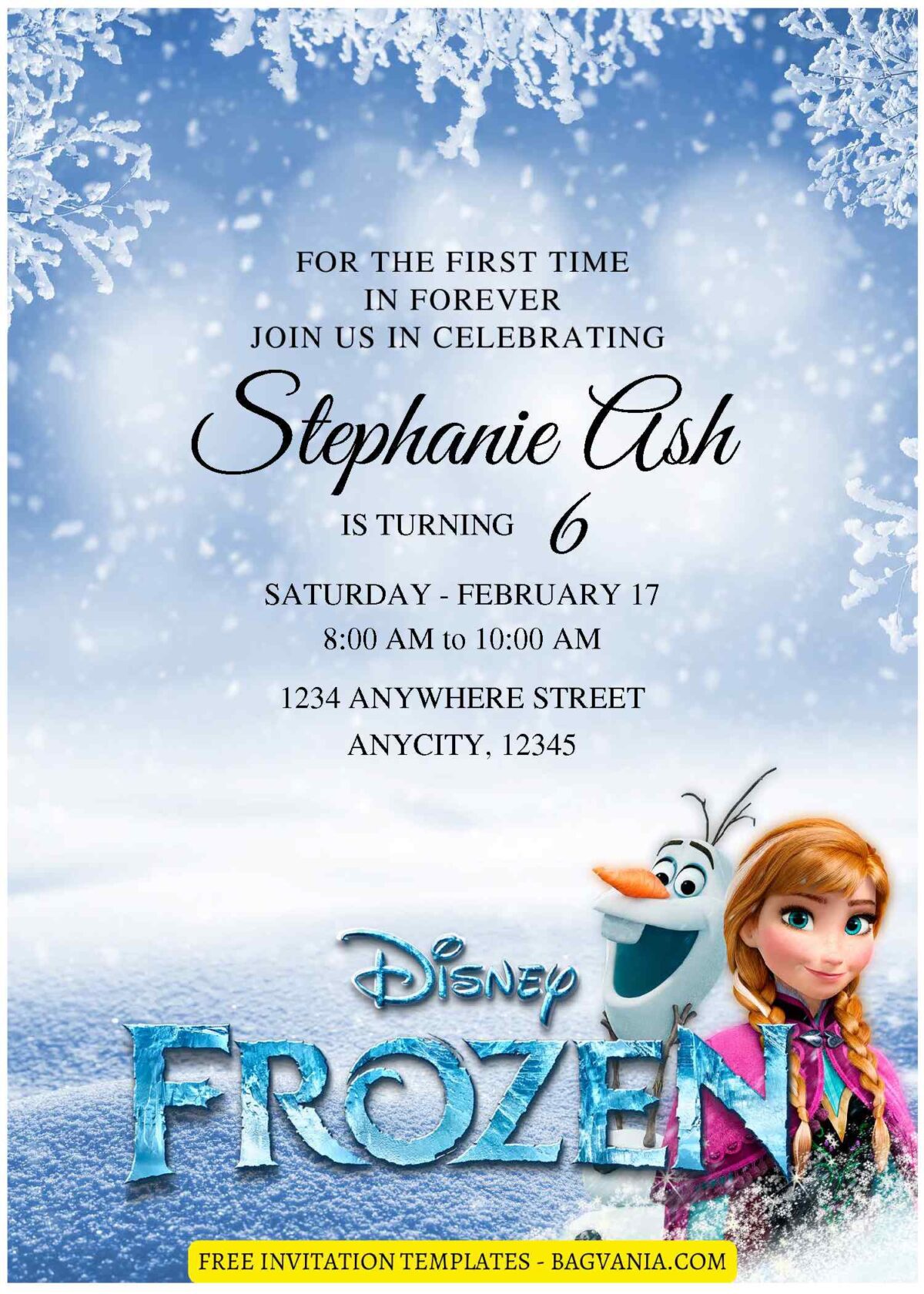 (Free Editable PDF) Charming Elsa & Anna Frozen Birthday Invitation Templates E