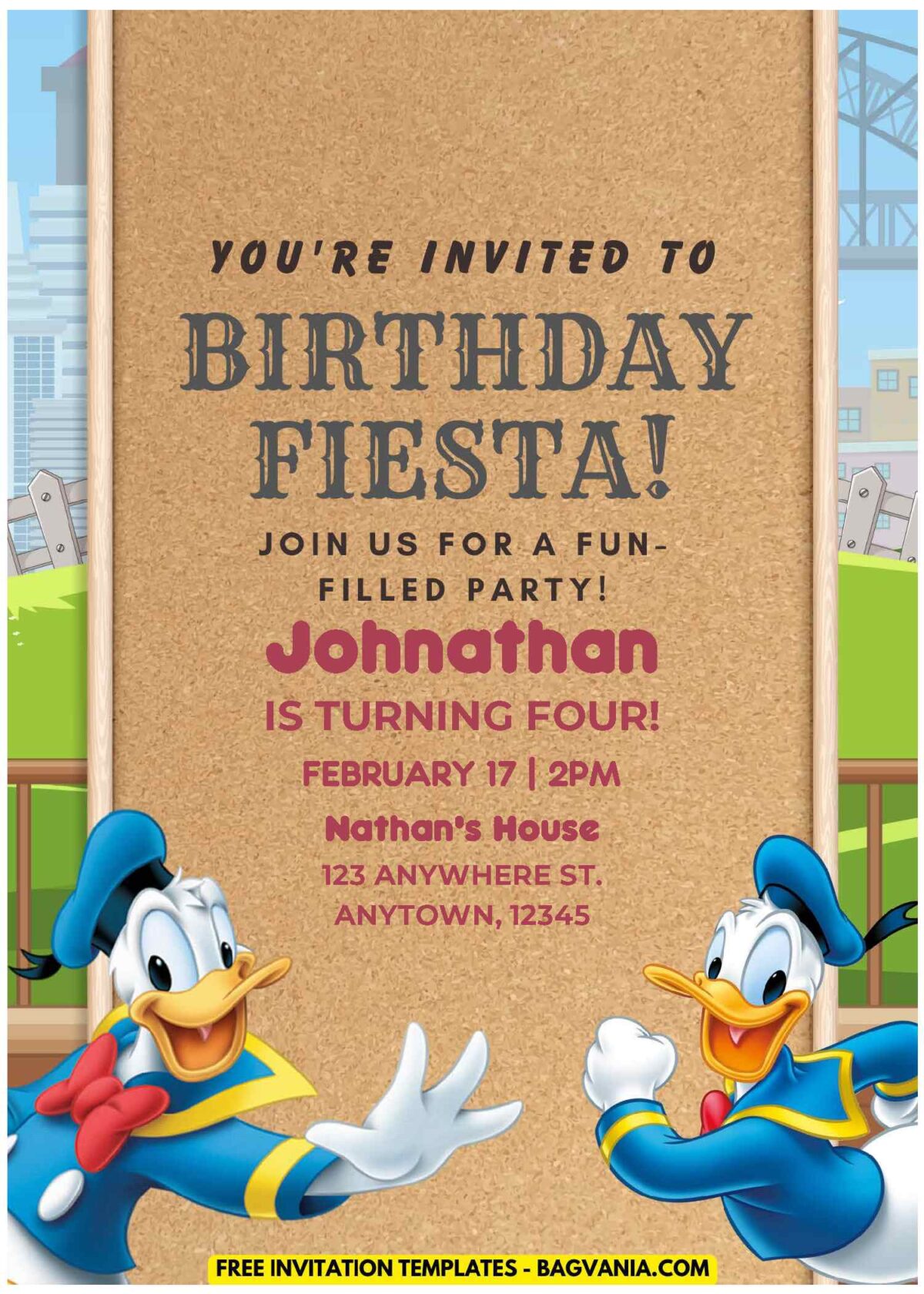 (Free Editable PDF) Classic Donald Duck Birthday Invitation Templates J