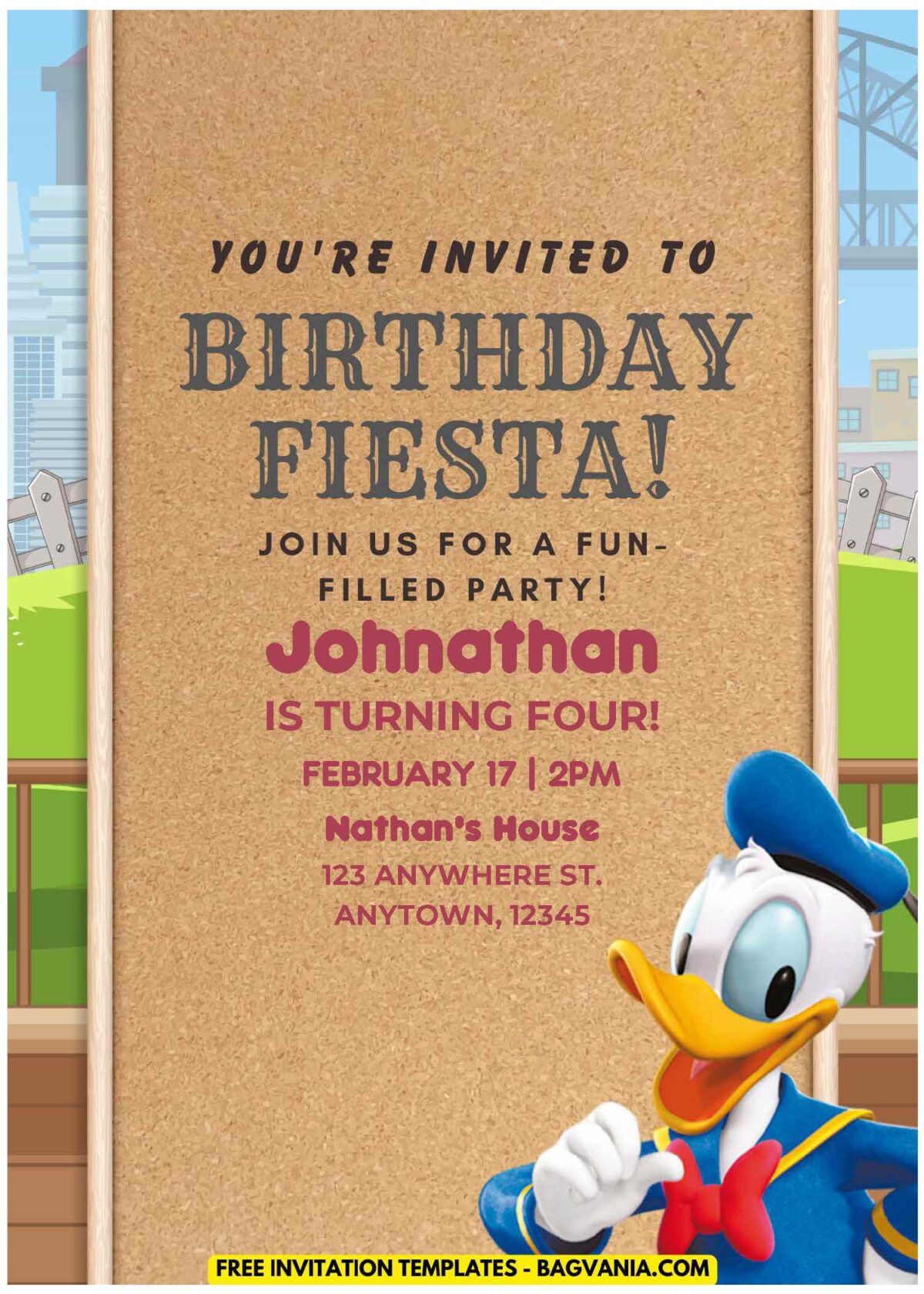 (Free Editable PDF) Classic Donald Duck Birthday Invitation Templates B