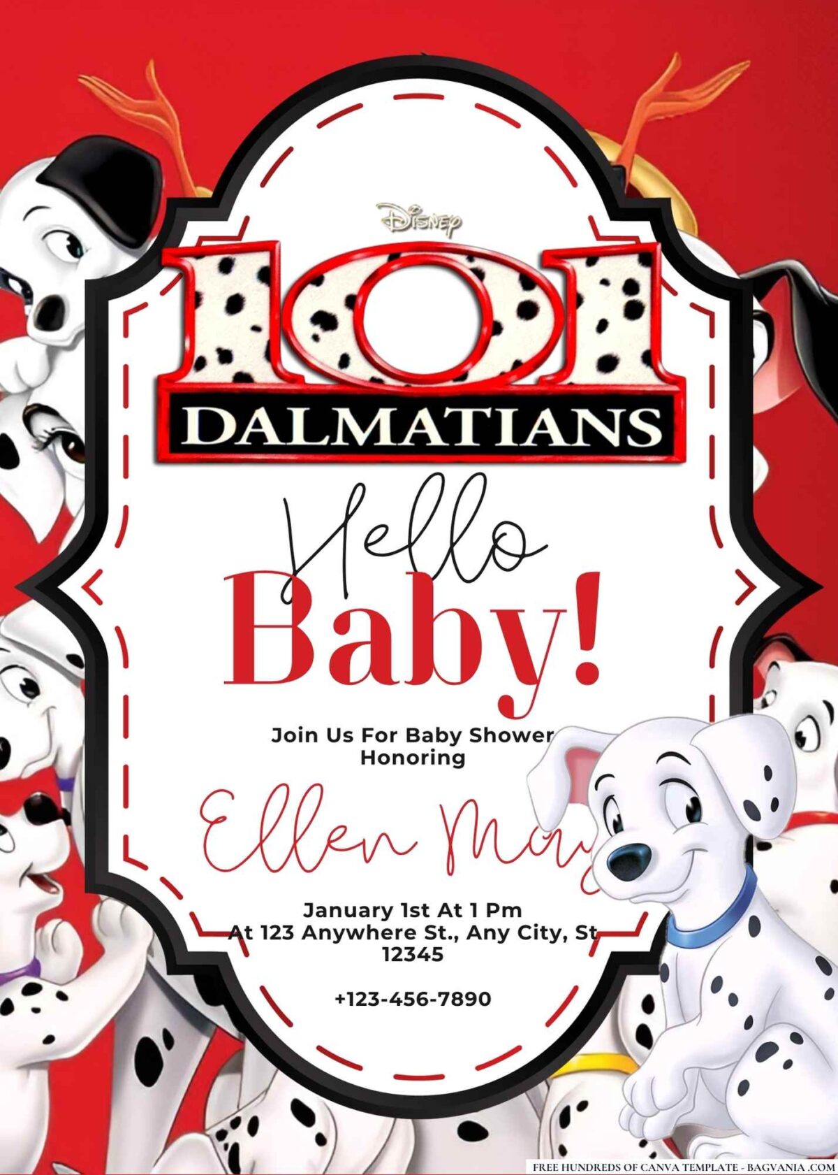 101 Dalmatians Baby Shower Invitation