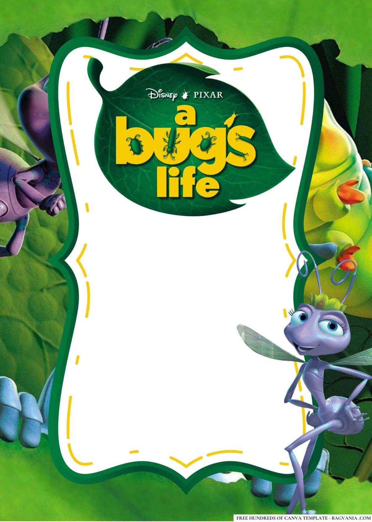 FREE Editable A Bug's Life Baby Shower Invitation