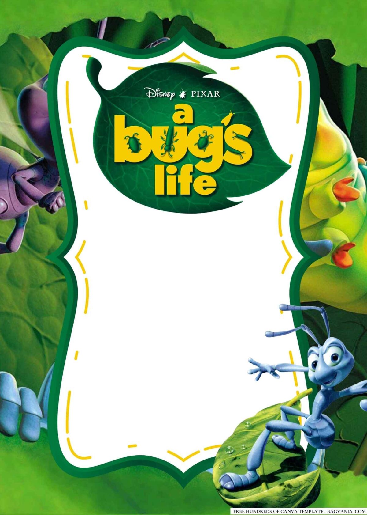 FREE Editable A Bug's Life Baby Shower Invitation