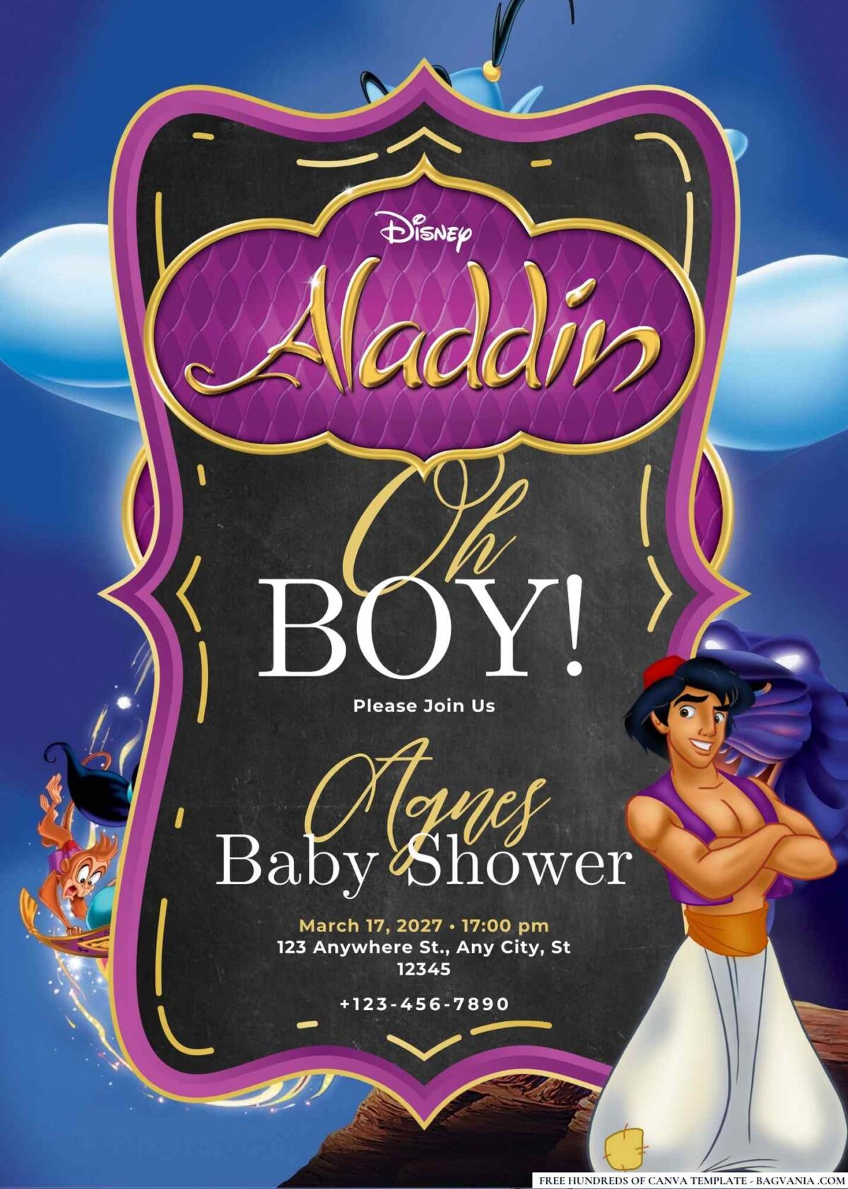 FREE Editable Aladdin Baby Shower Invitation