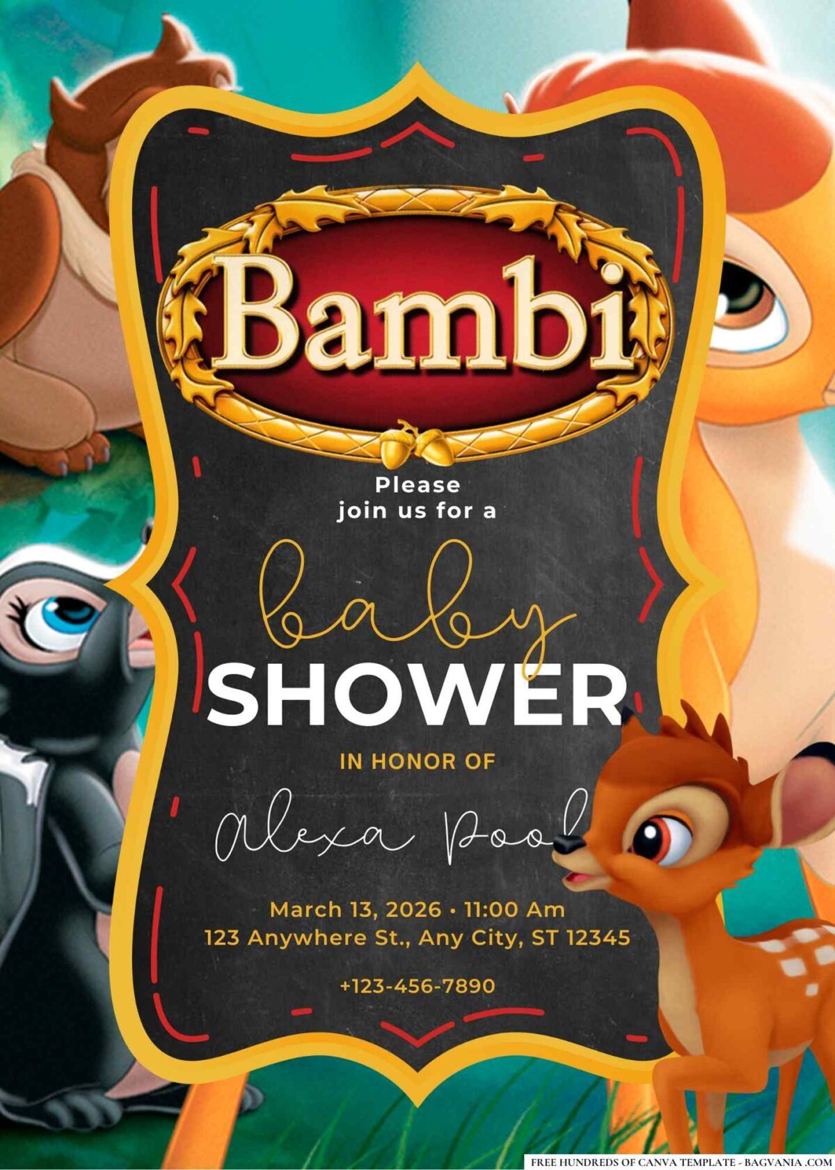 FREE Editable Bambi Baby Shower Invitation