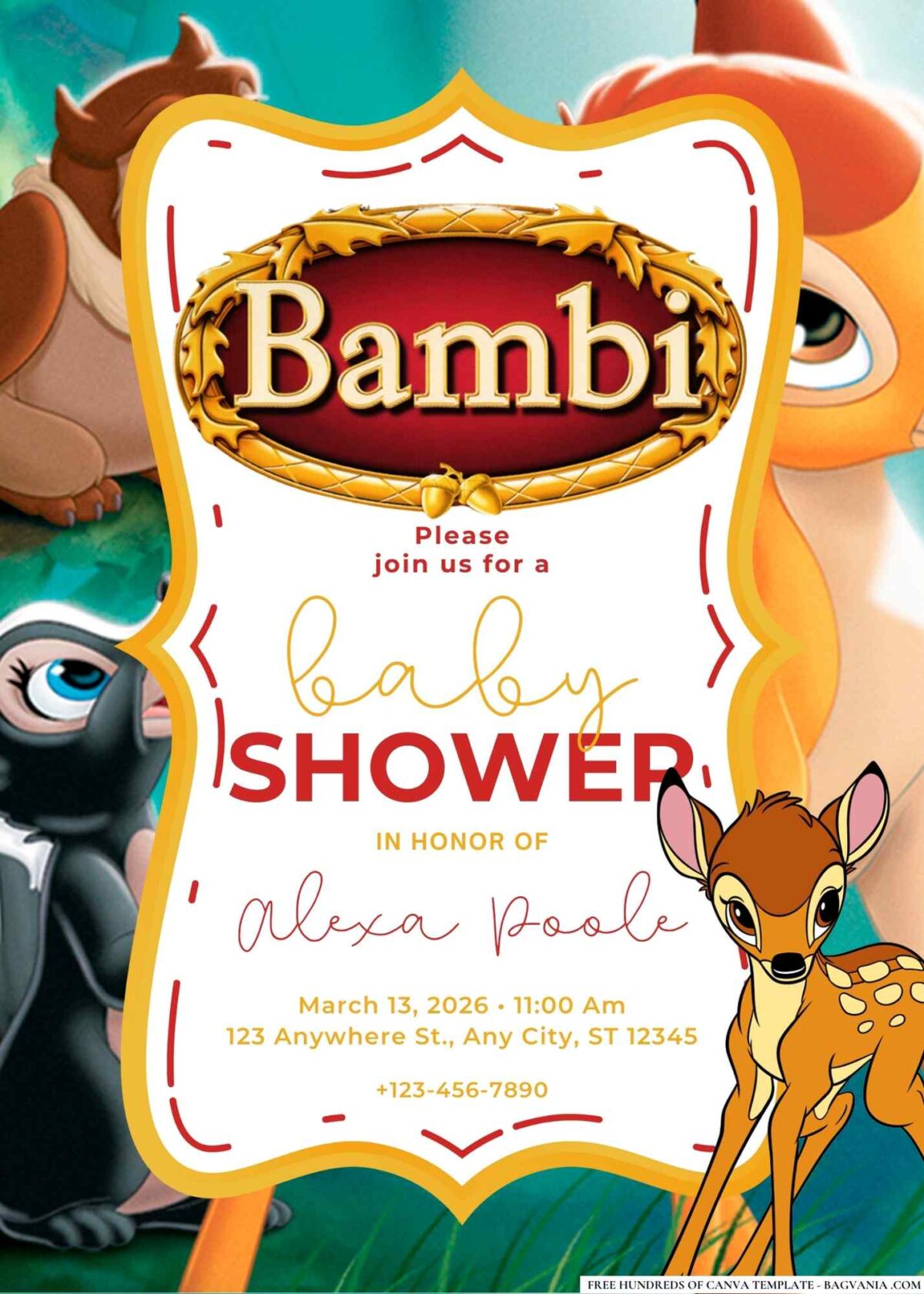 FREE Editable Bambi Baby Shower Invitation