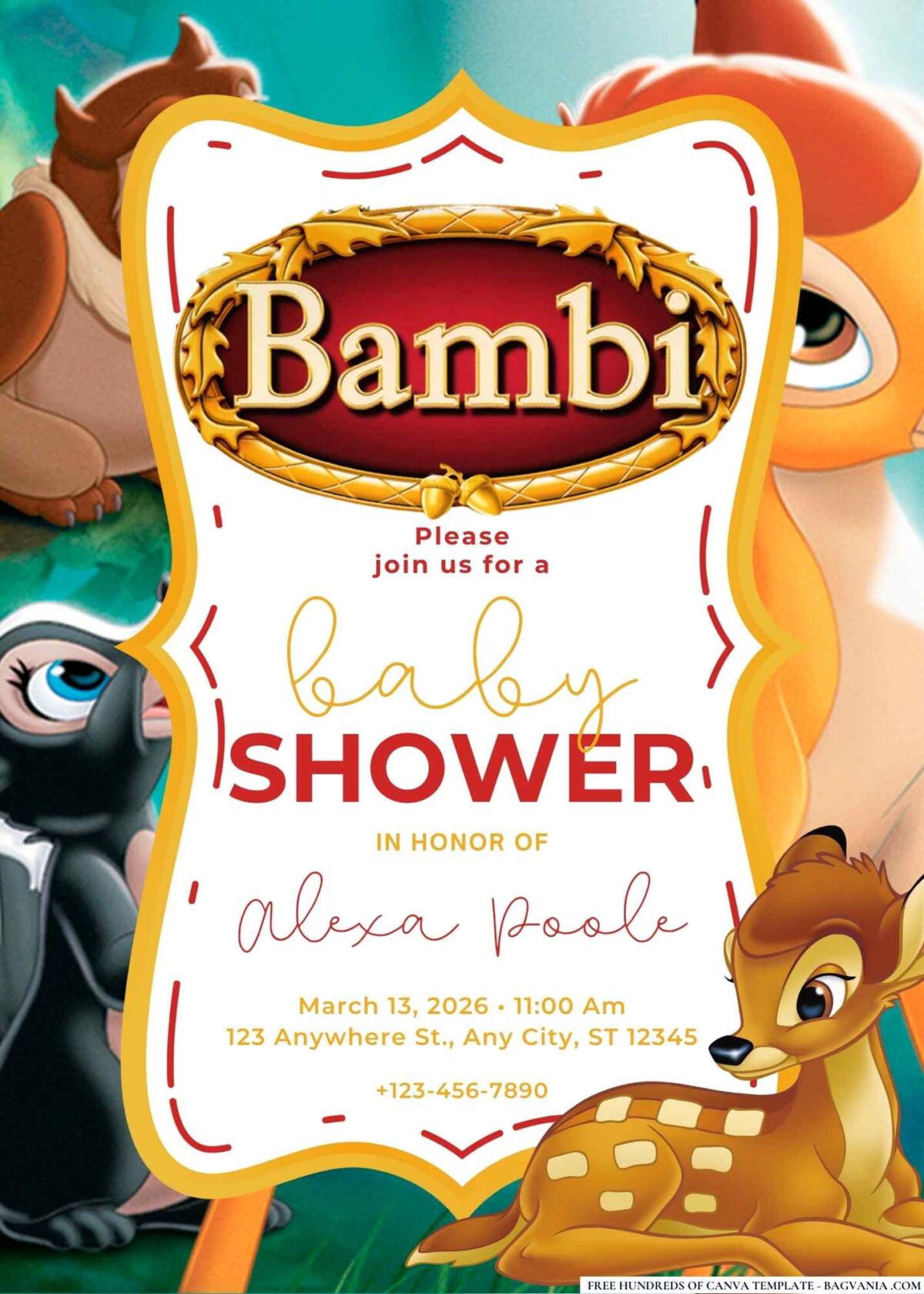 FREE Editable Bambi Baby Shower Invitation