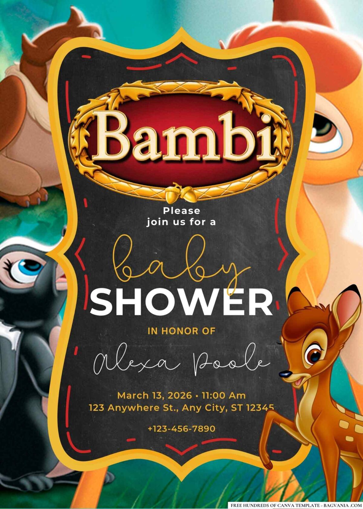 FREE Editable Bambi Baby Shower Invitation