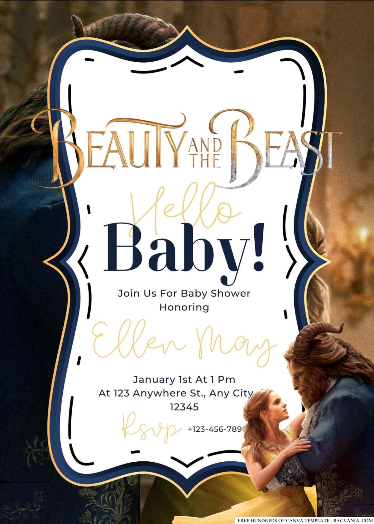 Beauty and the Beast Baby Shower Invitation