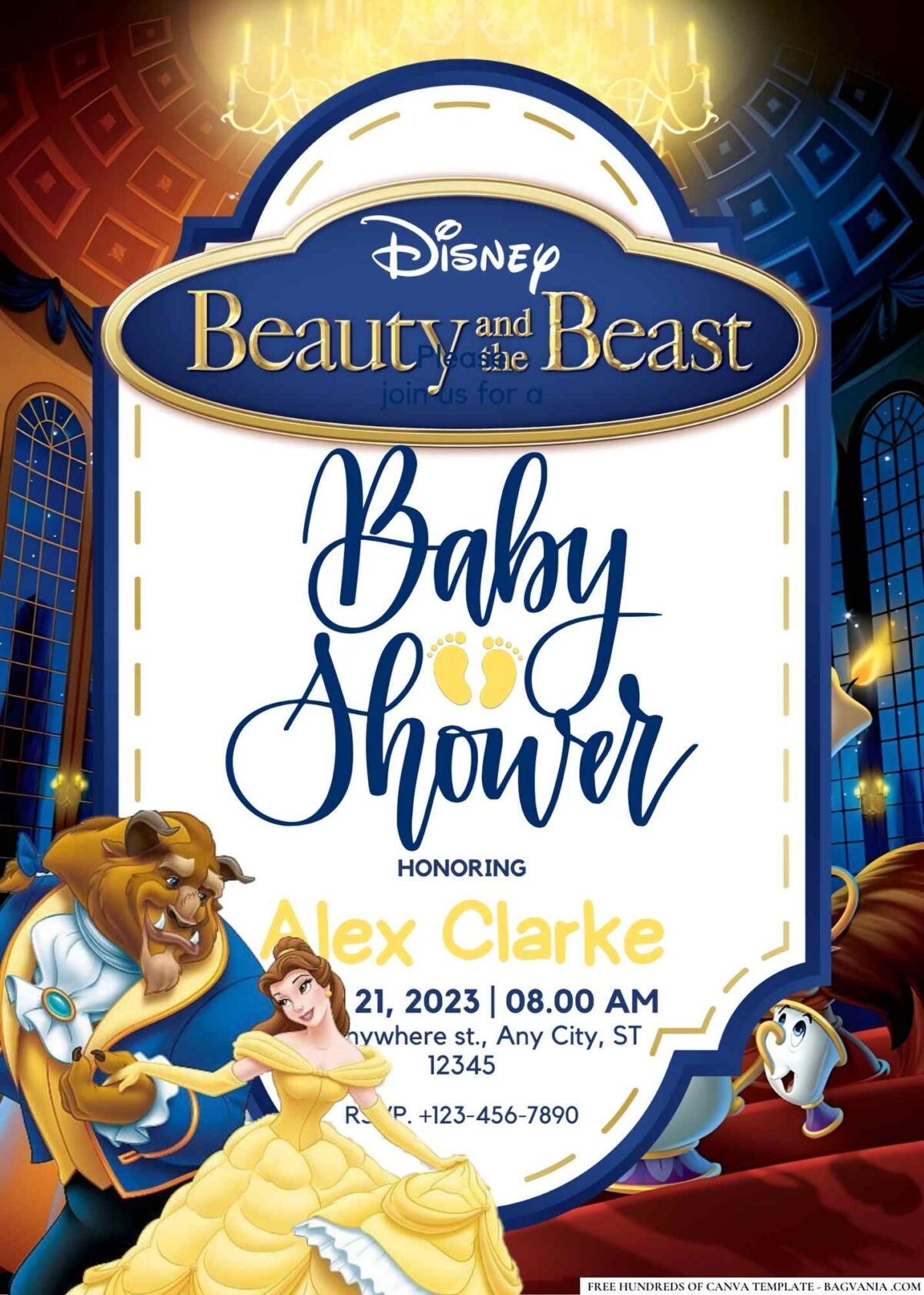 FREE Editable Beauty and the Beast Baby Shower Invitation