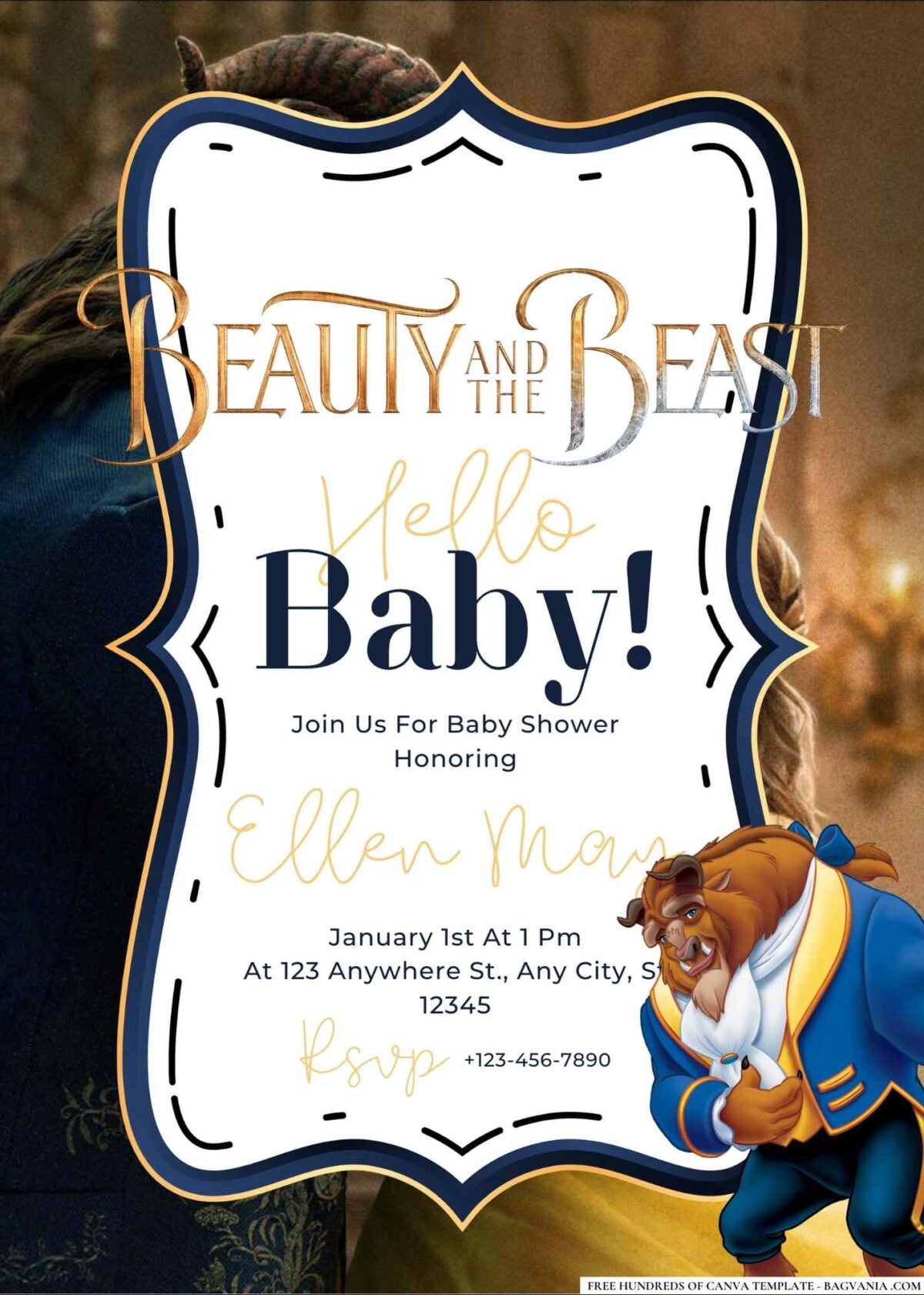 Beauty and the Beast Baby Shower Invitation