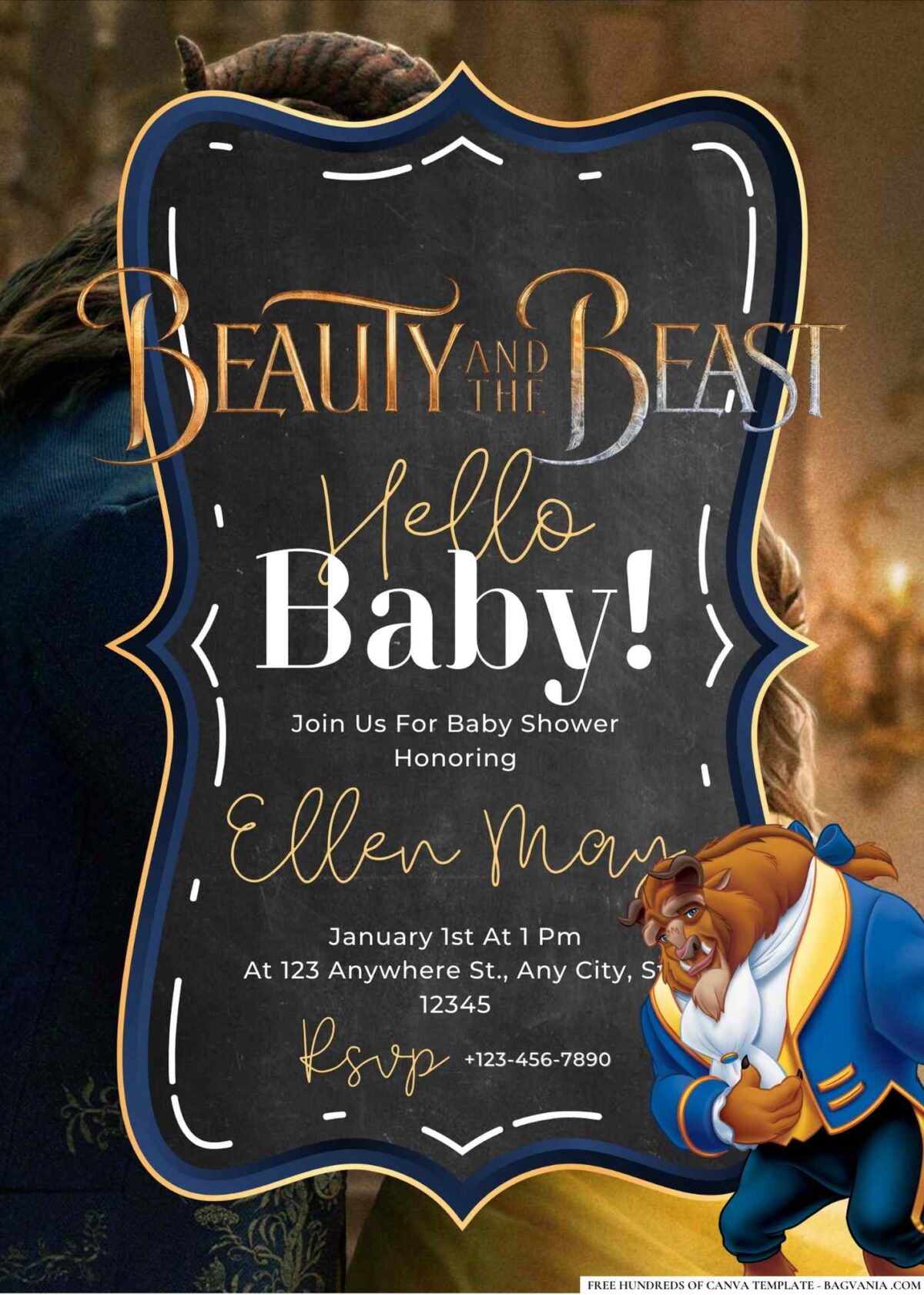 Beauty and the Beast Baby Shower Invitation