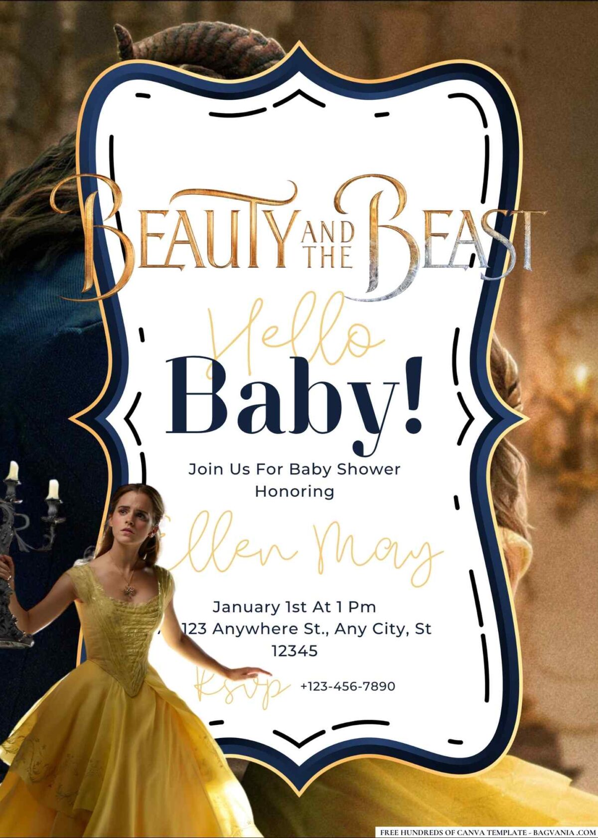 Beauty and the Beast Baby Shower Invitation