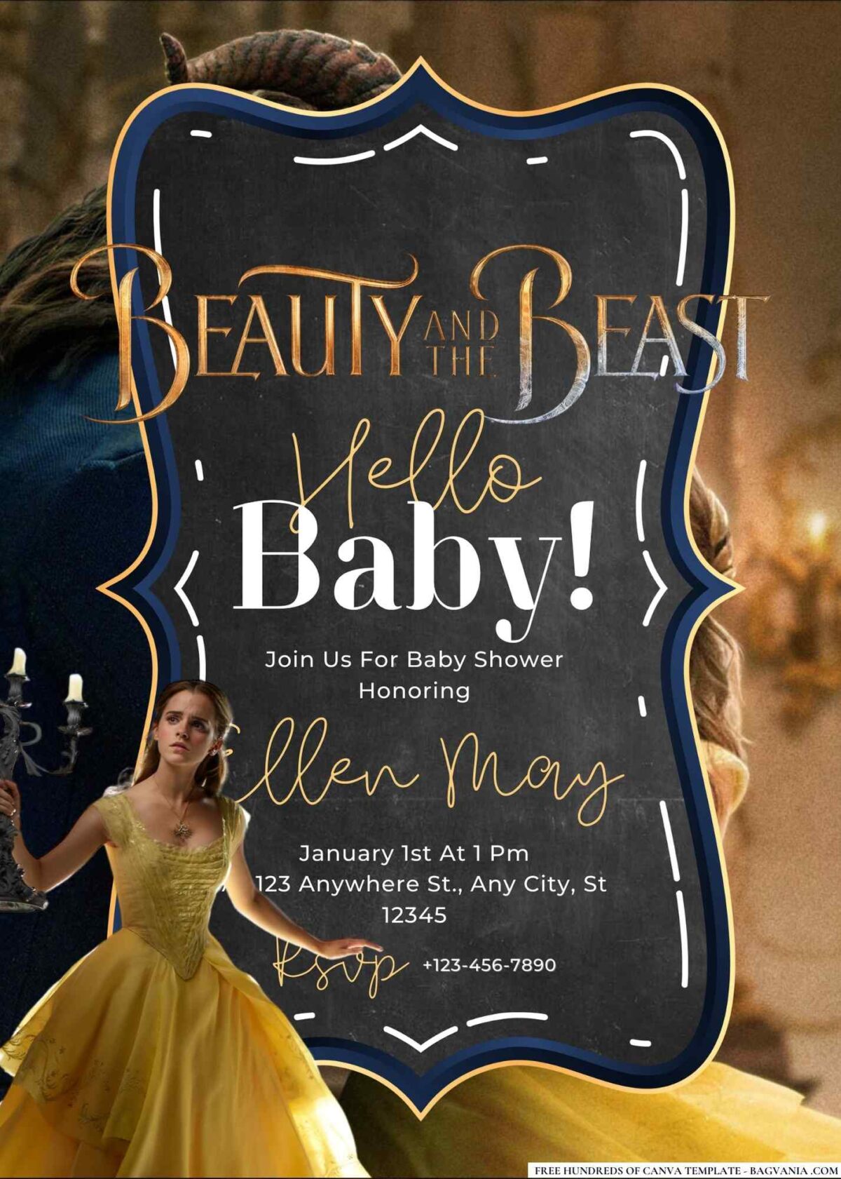 Beauty and the Beast Baby Shower Invitation