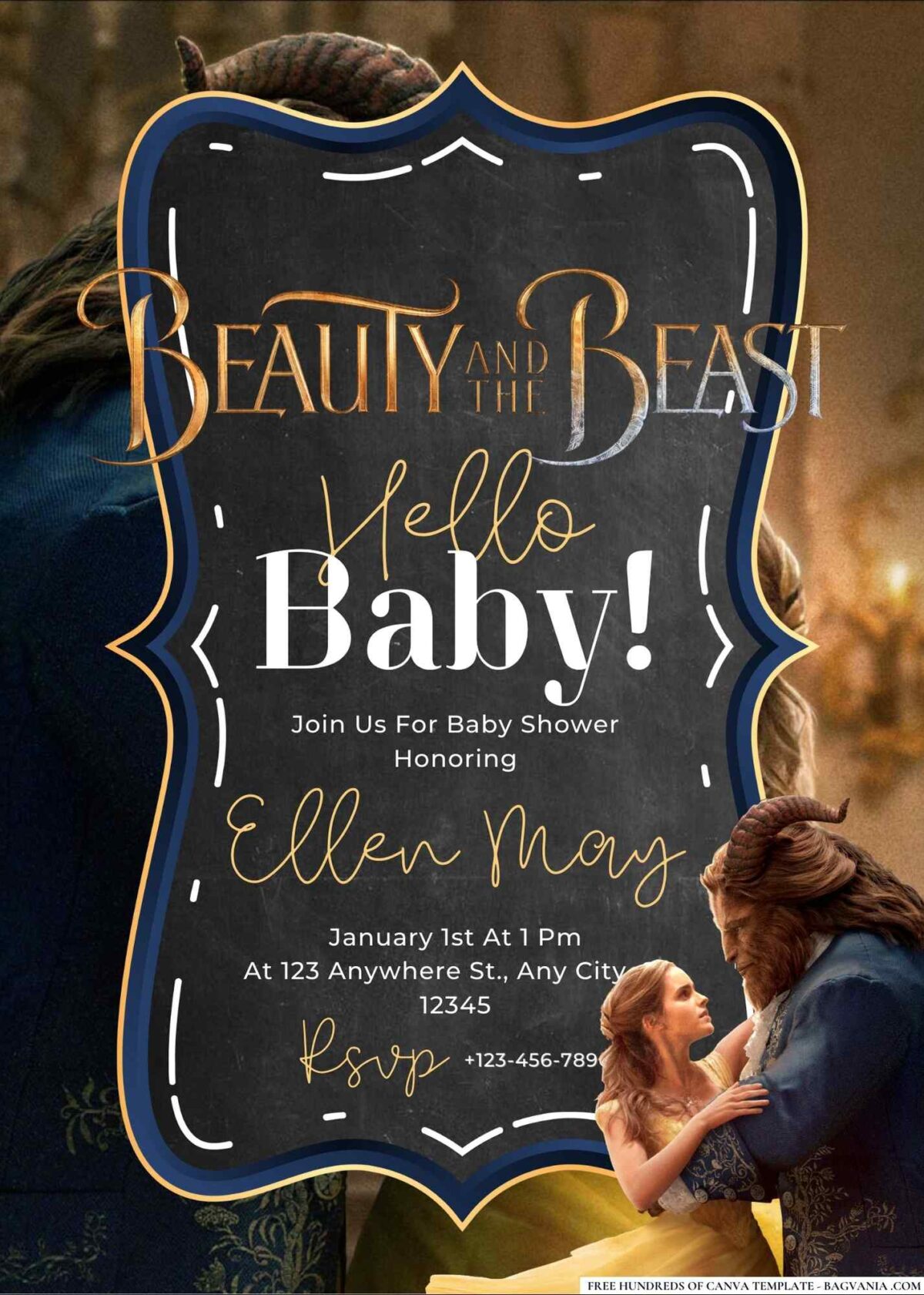 Beauty and the Beast Baby Shower Invitation