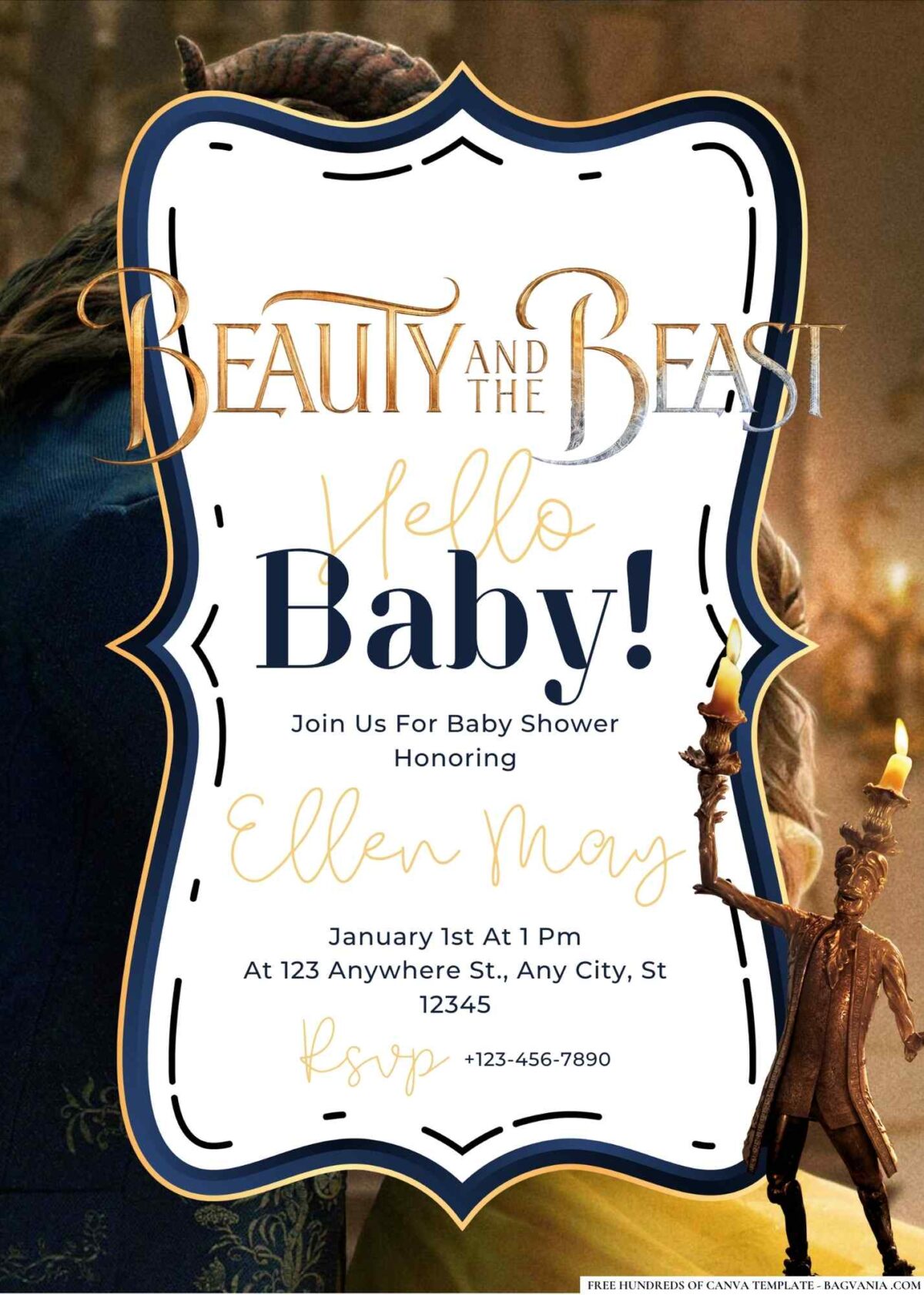 Beauty and the Beast Baby Shower Invitation