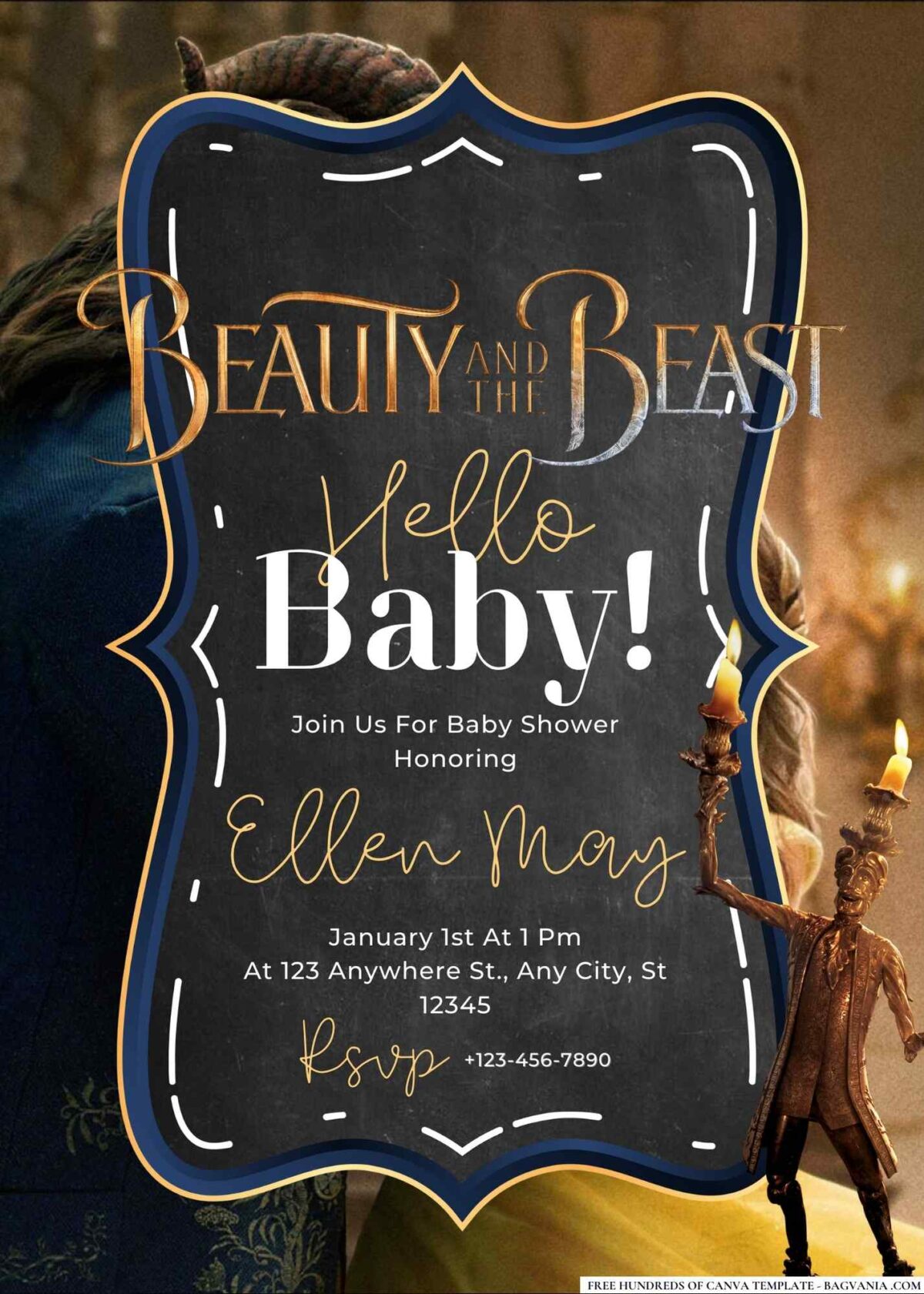 Beauty and the Beast Baby Shower Invitation