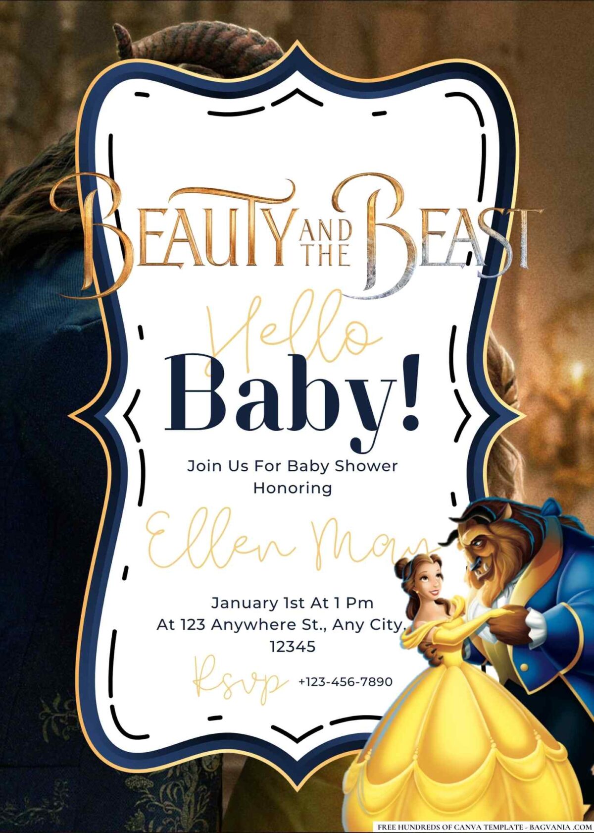 Beauty and the Beast Baby Shower Invitation