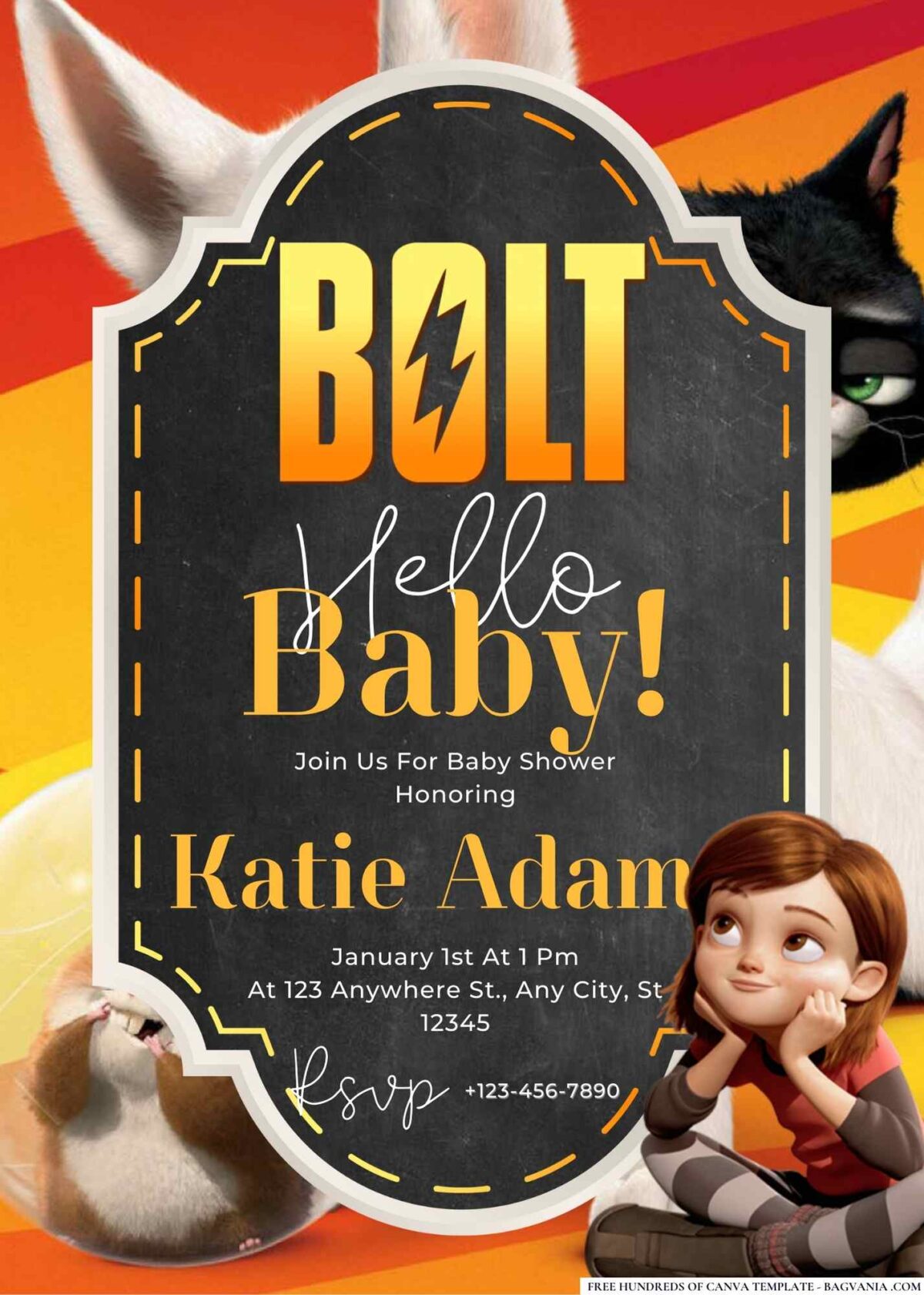 FREE Editable Bolt Baby Shower Invitation