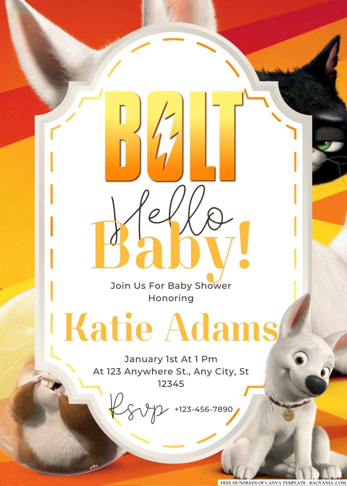 FREE Editable Bolt Baby Shower Invitation