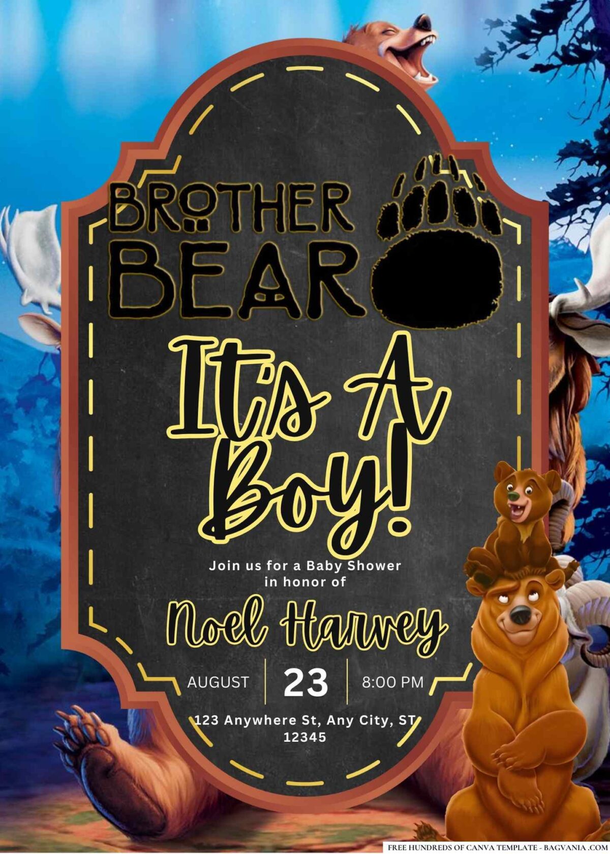 FREE Editable Brother Bear Baby Shower Invitation