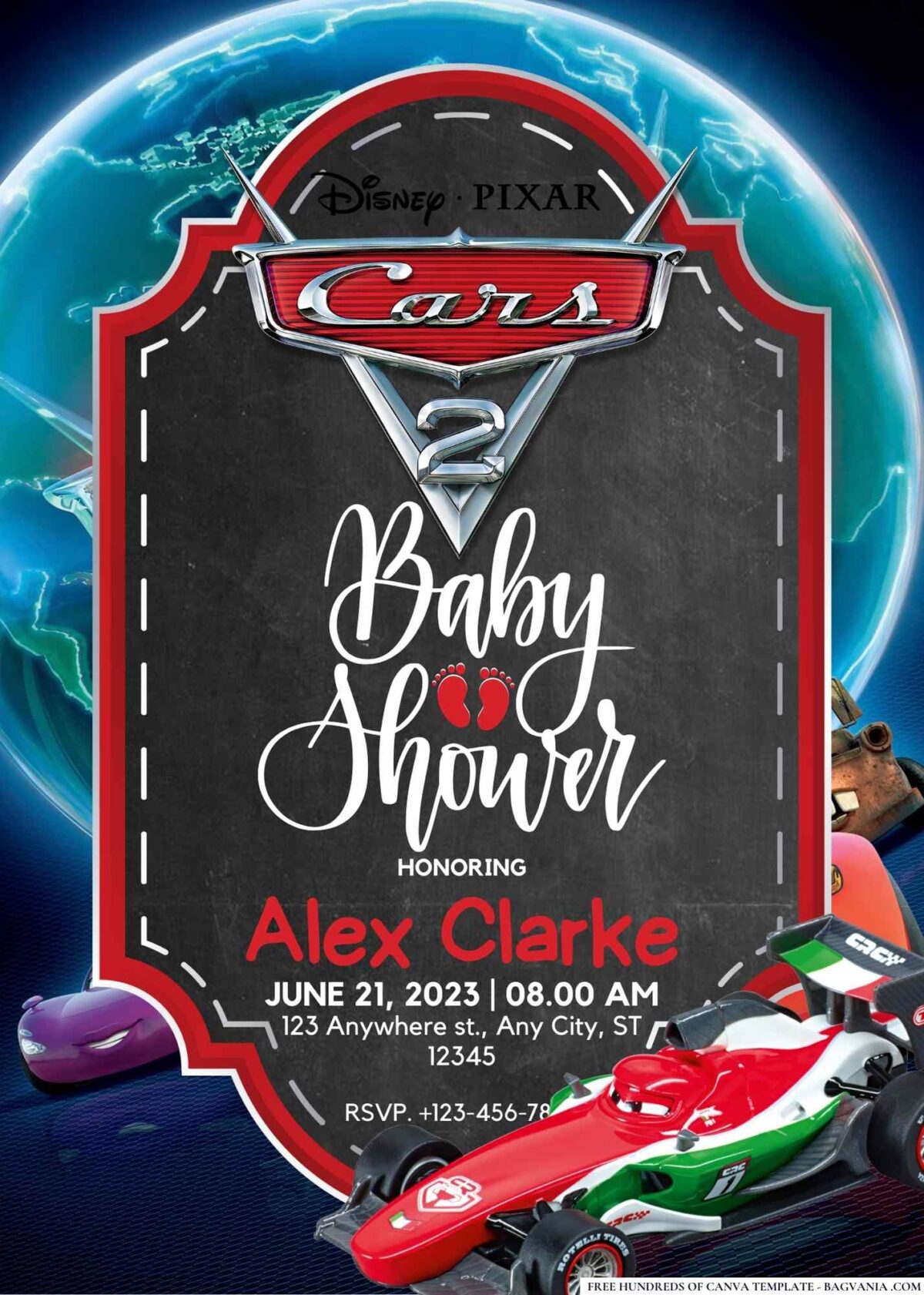 Cars 2 Baby Shower Invitation