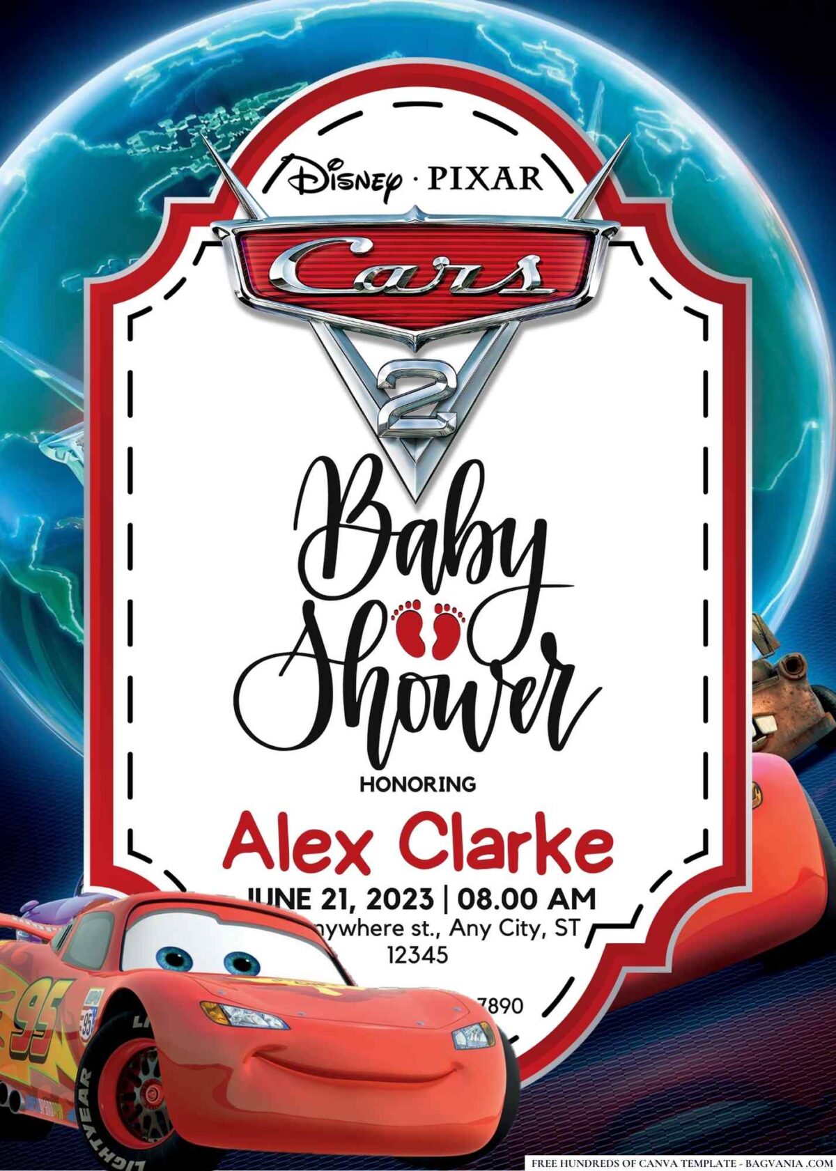 Cars 2 Baby Shower Invitation