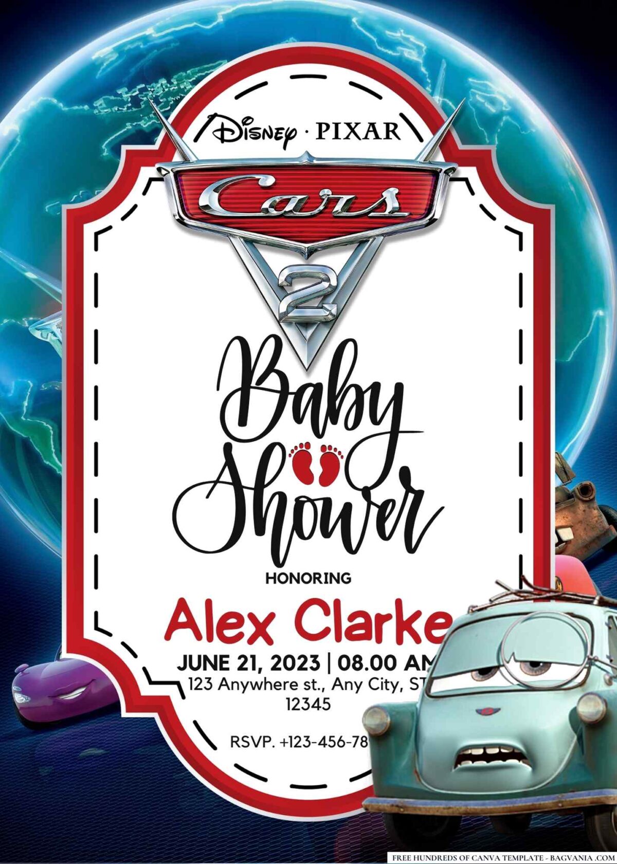 Cars 2 Baby Shower Invitation