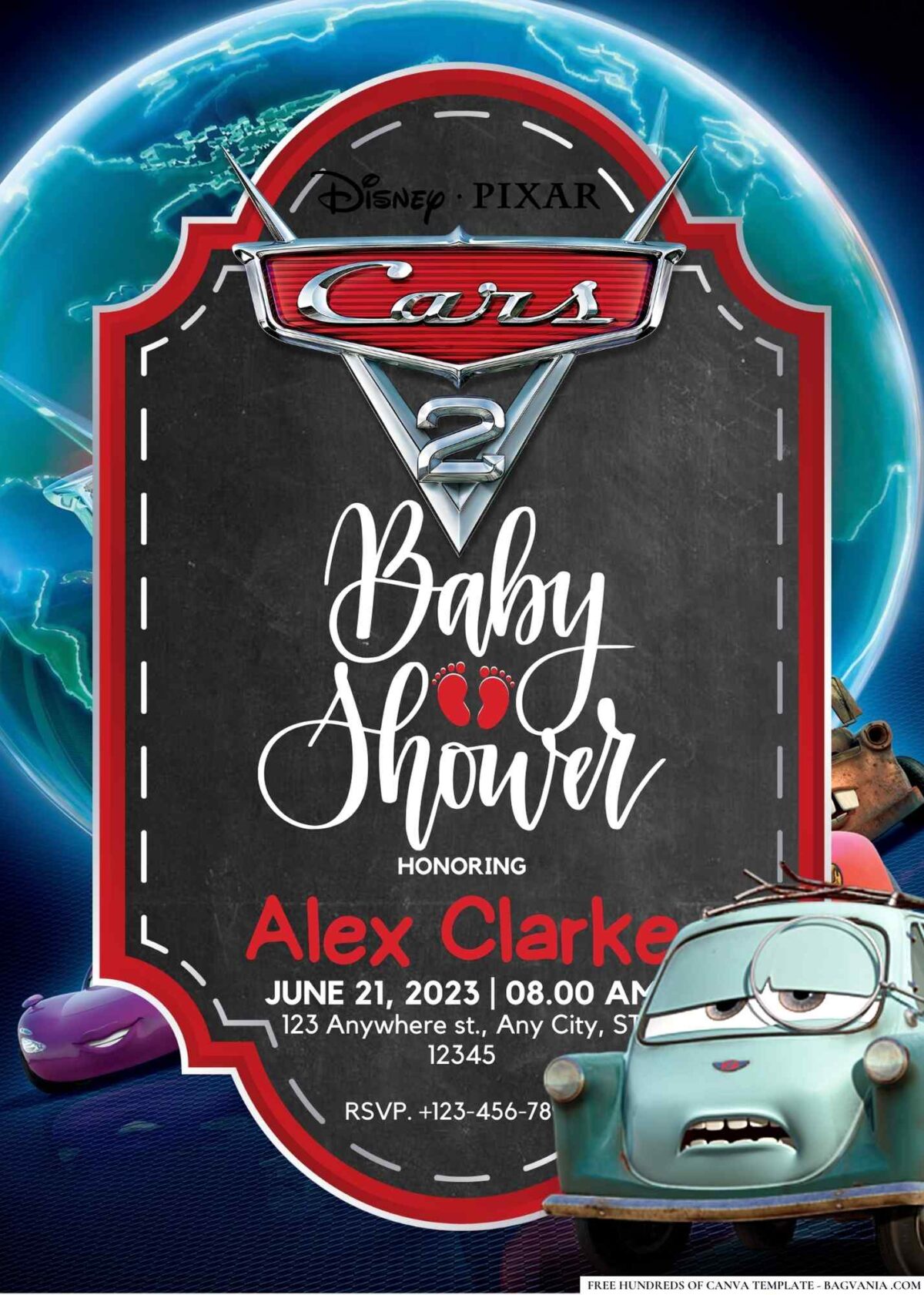 Cars 2 Baby Shower Invitation